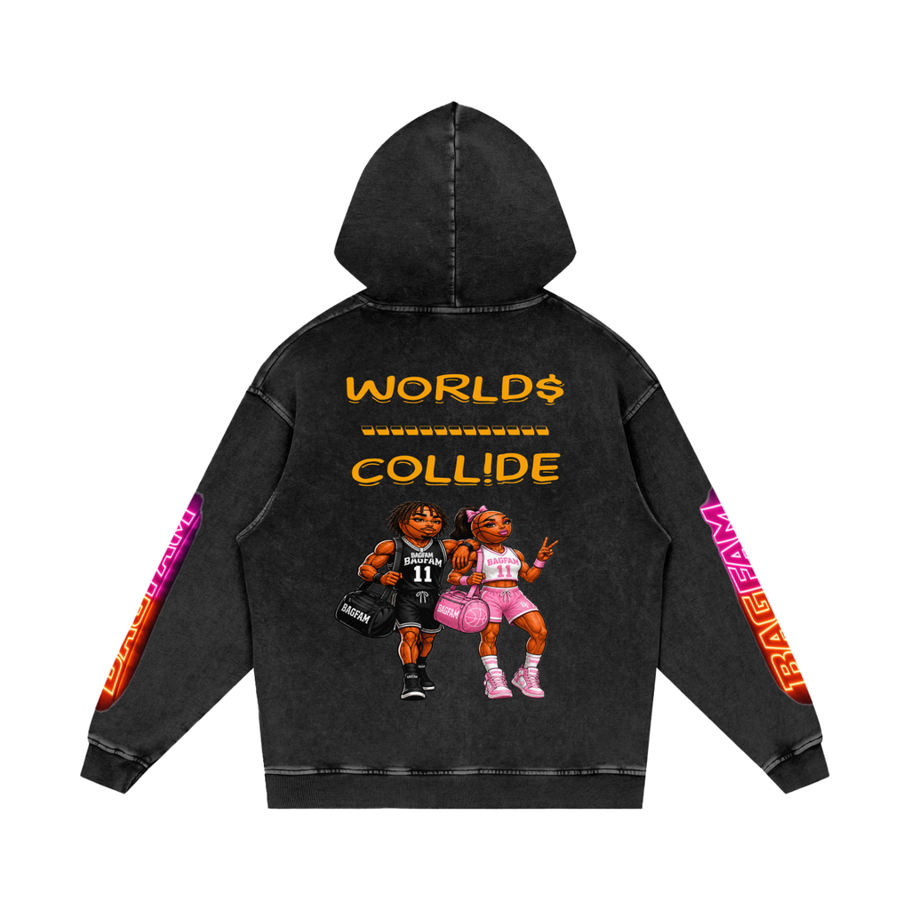 BAG FAM'S  (WORLDS COLLIDE NYC Loose Cotton Hoodie) unisex