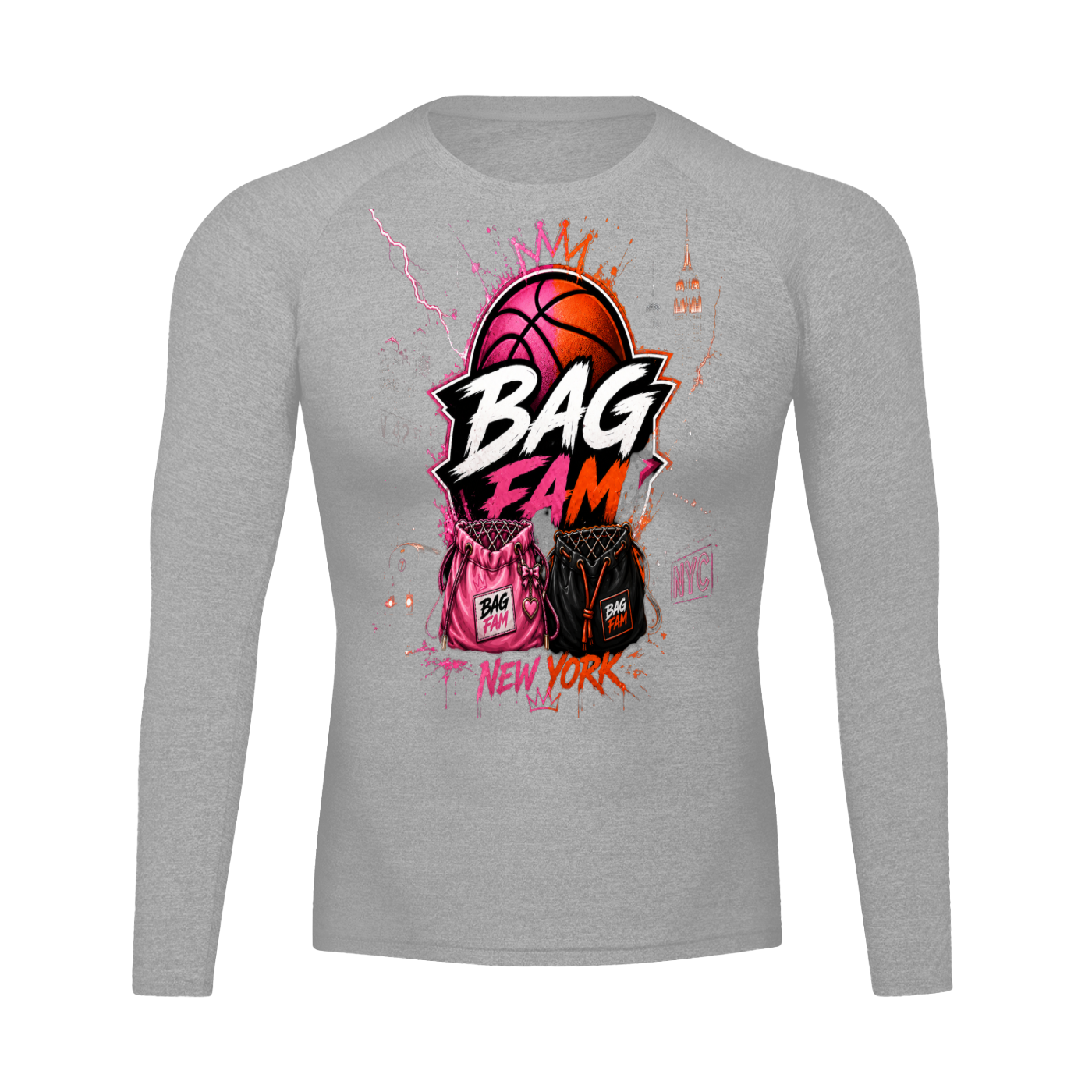 BAG FAM'S  (WORLDS COLLIDE NYC compression Long Sleeve T-Shirt) unisex