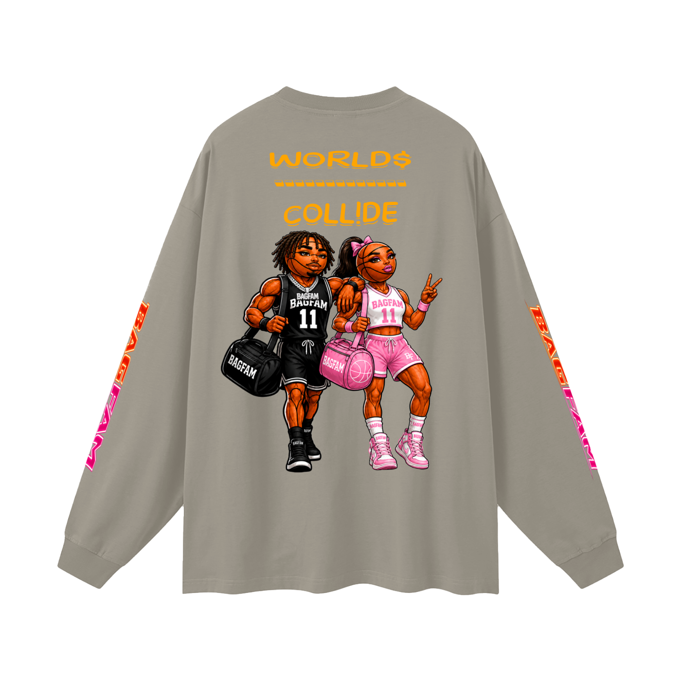 BAG FAM'S  (WORLDS COLLIDE NYC Long Sleeve T-Shirt) unisex