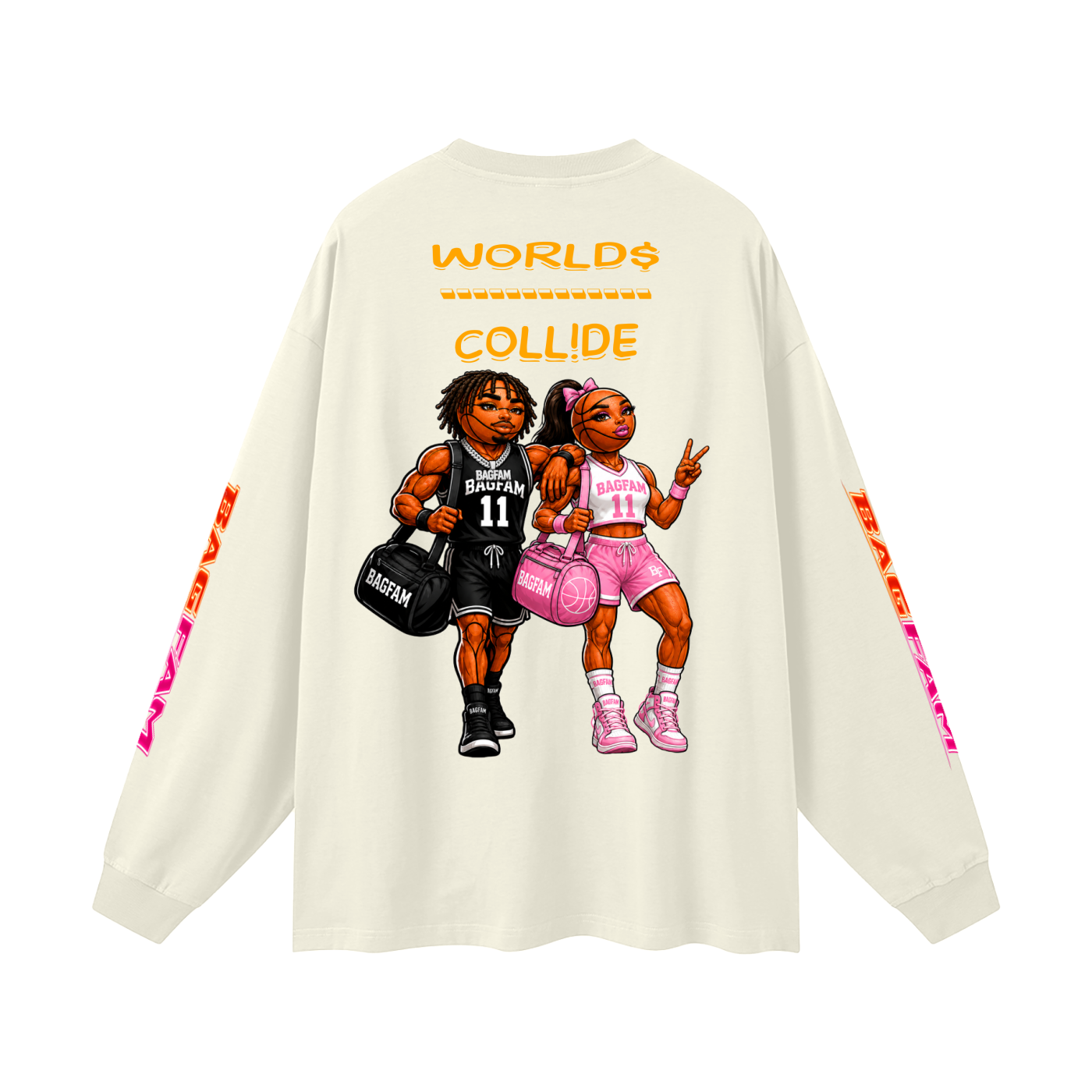 BAG FAM'S  (WORLDS COLLIDE NYC Long Sleeve T-Shirt) unisex
