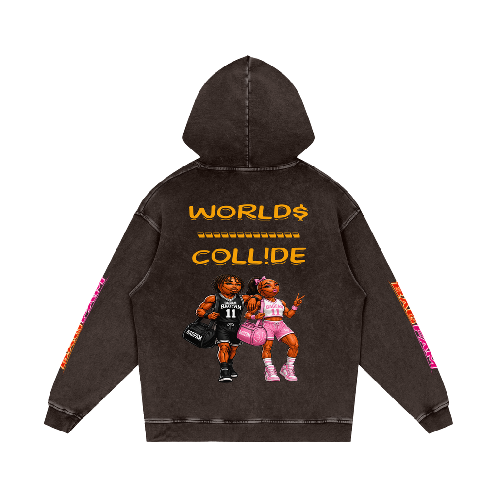 BAG FAM'S  (WORLDS COLLIDE NYC Loose Cotton Hoodie) unisex