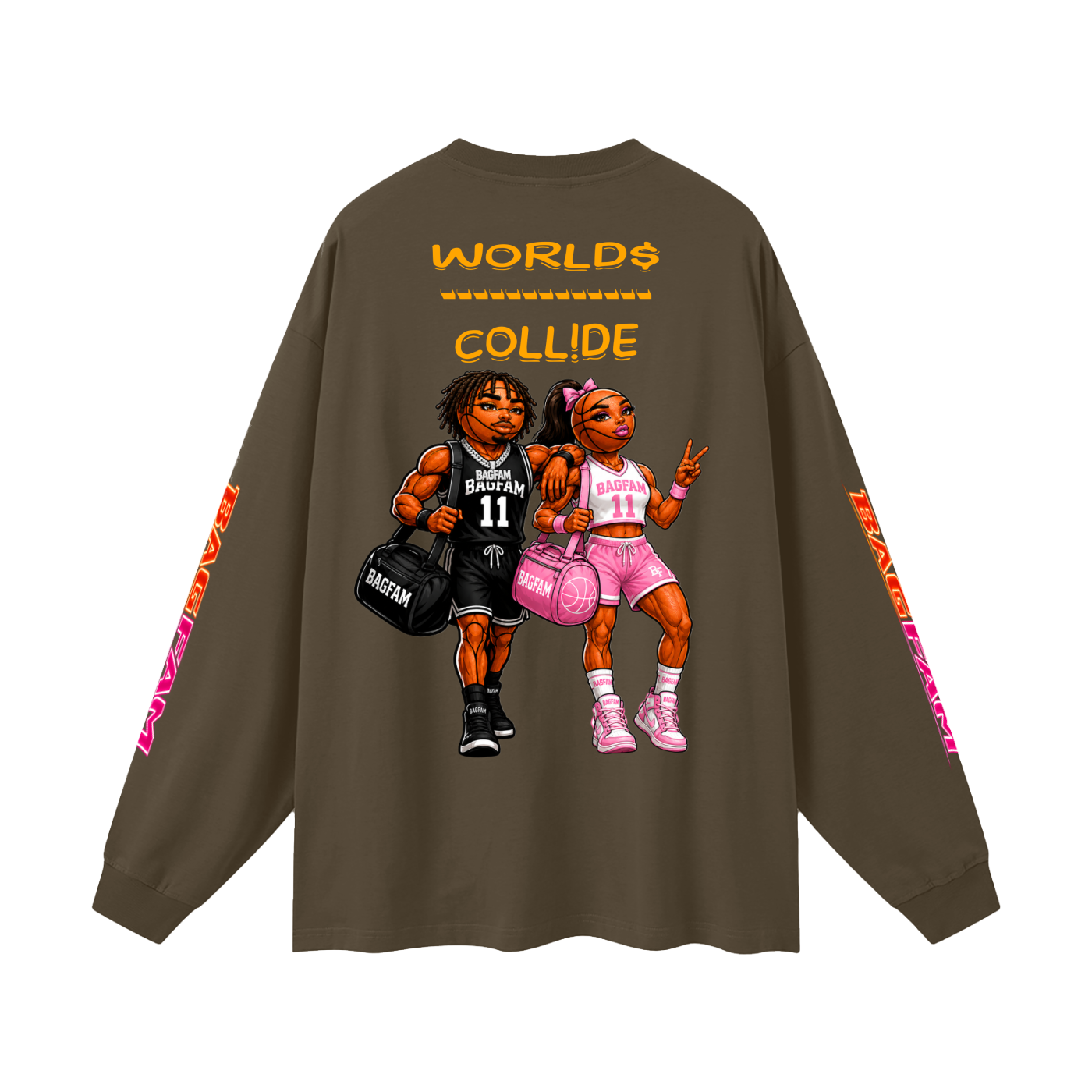 BAG FAM'S  (WORLDS COLLIDE NYC Long Sleeve T-Shirt) unisex