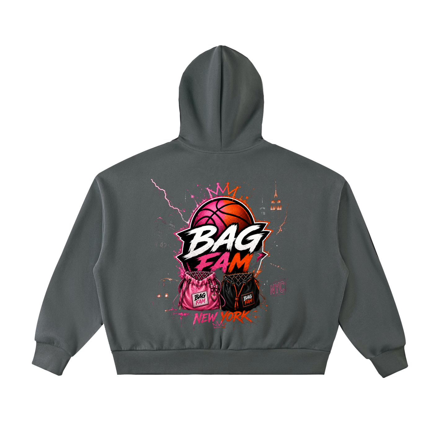BAG FAM'S (WORLD$/COLL!IDE NYC Full-Zip Boxy Hoodie) UNiSEx