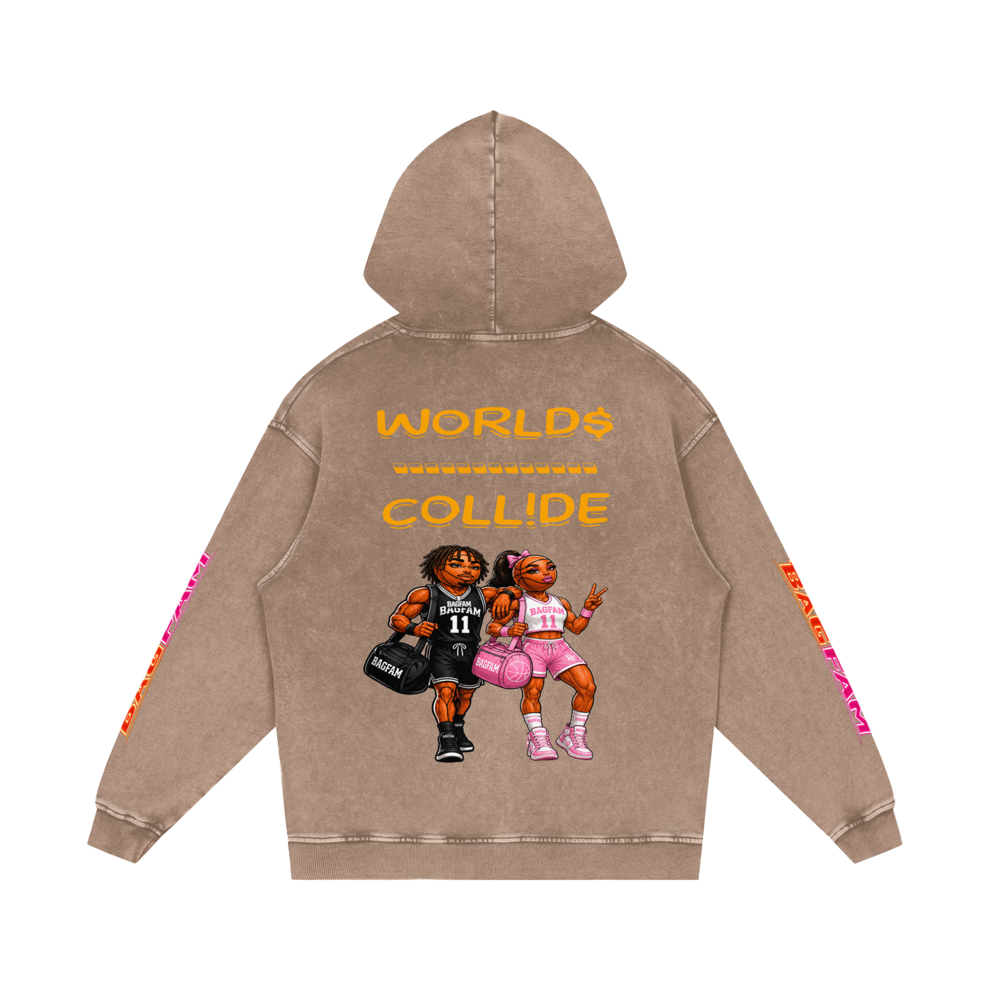 BAG FAM'S  (WORLDS COLLIDE NYC Loose Cotton Hoodie) unisex