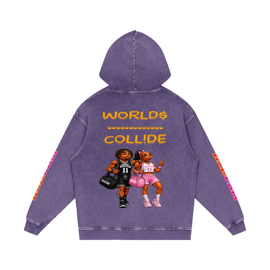 BAG FAM'S  (WORLDS COLLIDE NYC Loose Cotton Hoodie) unisex