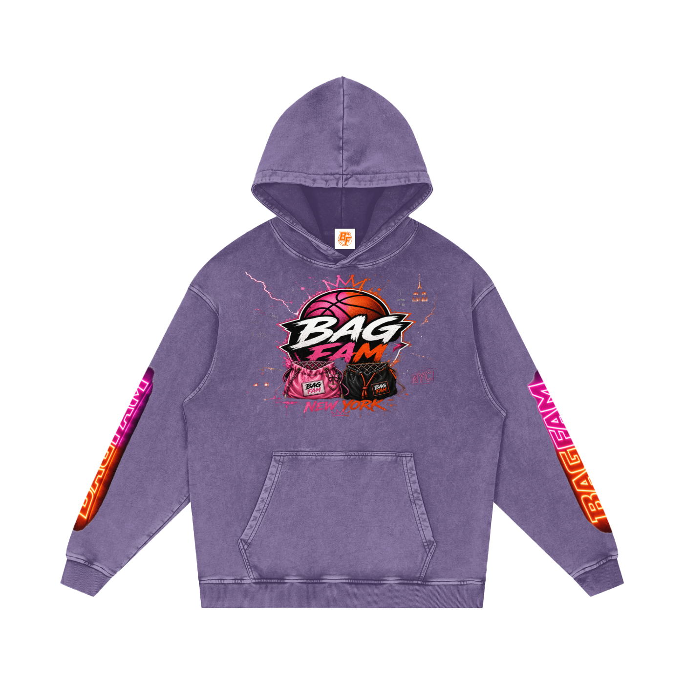 BAG FAM'S  (WORLDS COLLIDE NYC Loose Cotton Hoodie) unisex