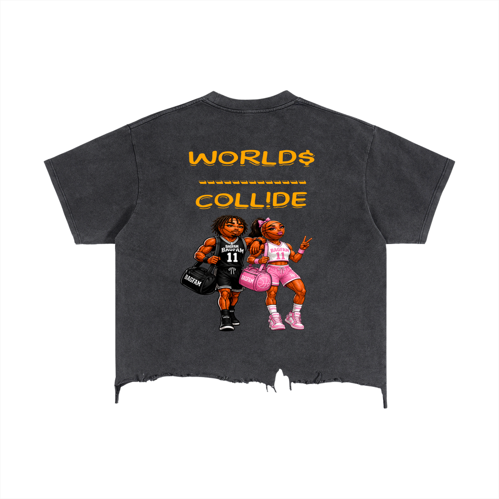 BAG FAM'S  (WORLDS COLLIDE NYC Vintage Hem T-Shirt) unisex