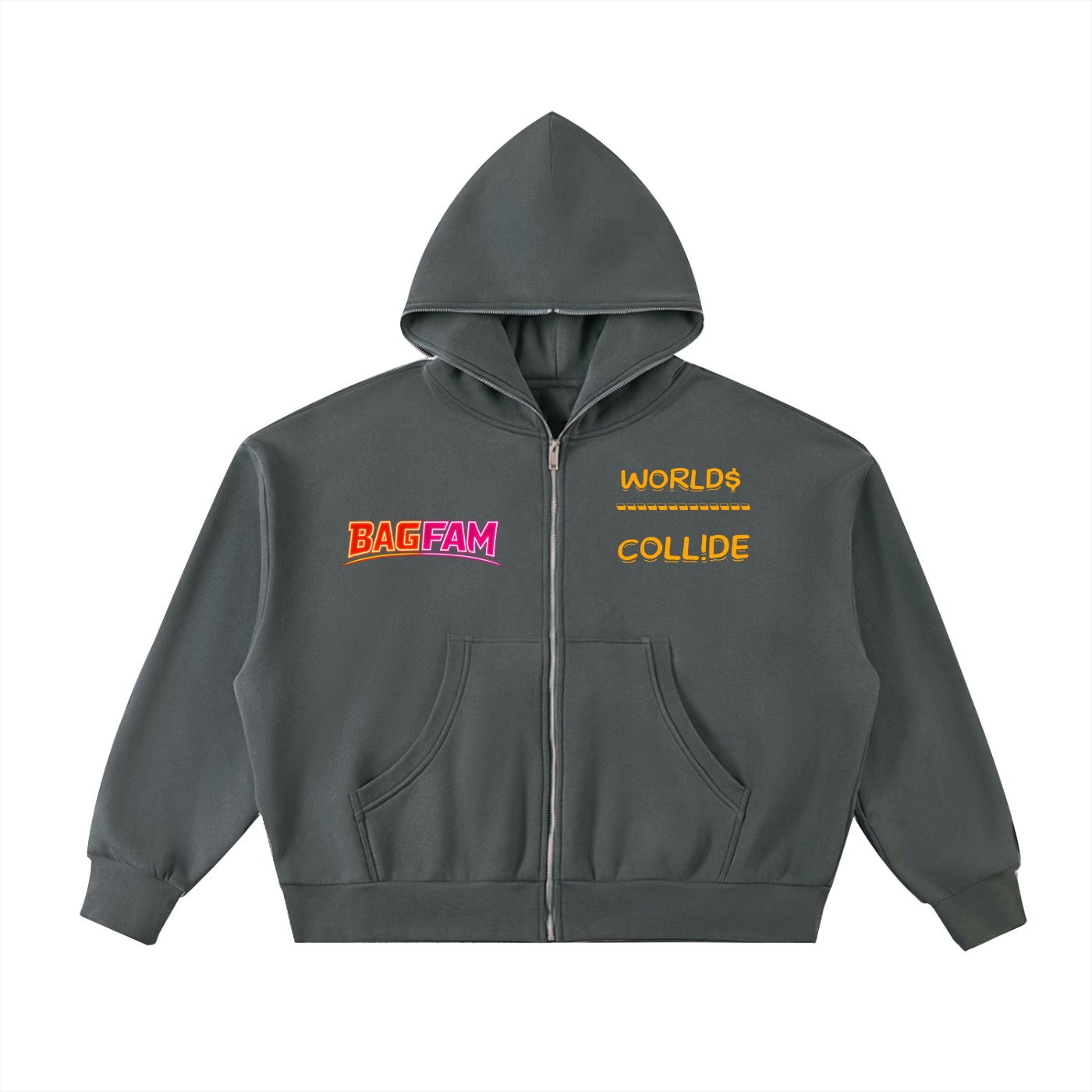 BAG FAM'S (WORLD$/COLL!IDE NYC Full-Zip Boxy Hoodie) UNiSEx