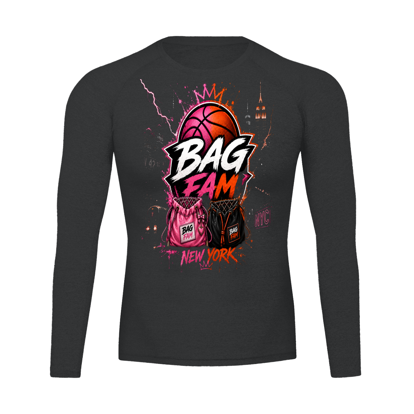 BAG FAM'S  (WORLDS COLLIDE NYC compression Long Sleeve T-Shirt) unisex
