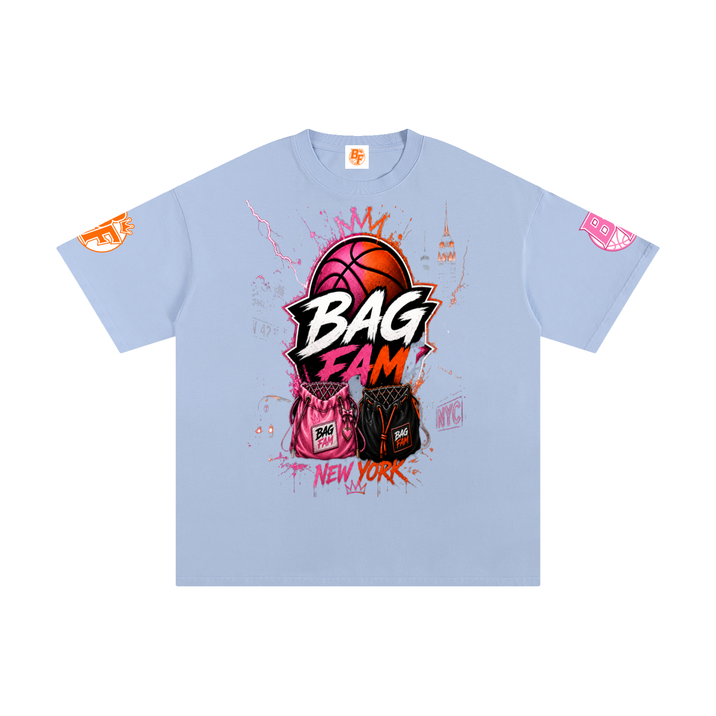 BAG FAM'S  (WORLDS COLLIDE NYC Pure Cotton T-Shirt) unisex