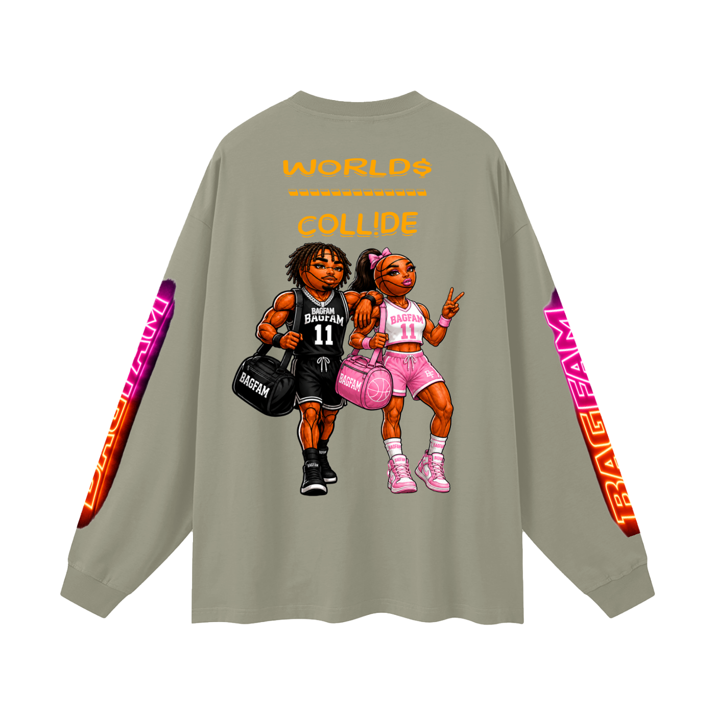 BAG FAM'S  (WORLDS COLLIDE NYC Long Sleeve T-Shirt) unisex