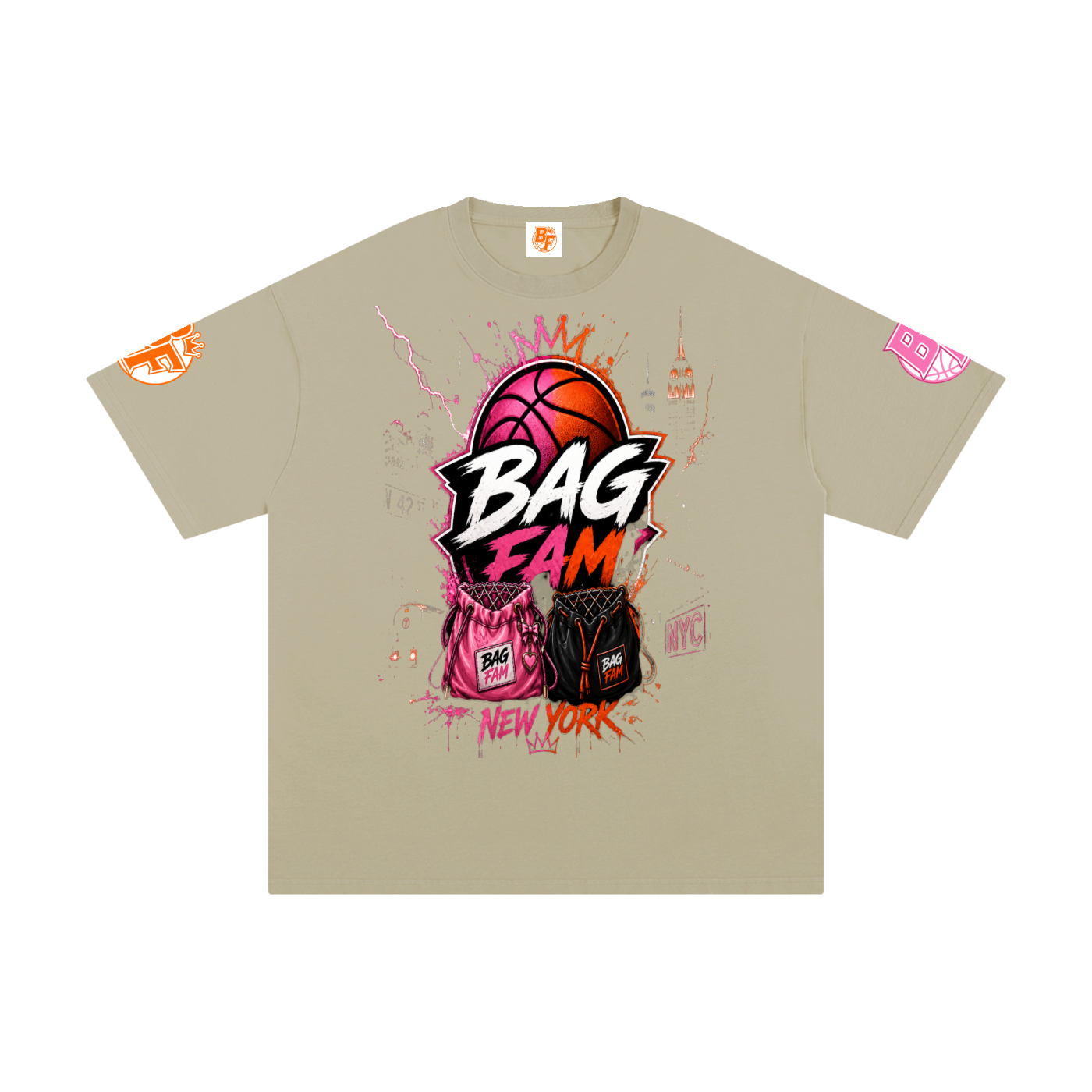 BAG FAM'S  (WORLDS COLLIDE NYC Pure Cotton T-Shirt) unisex
