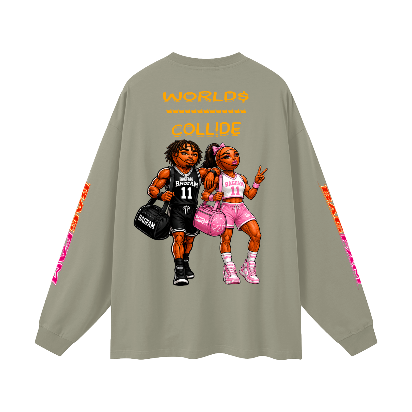 BAG FAM'S  (WORLDS COLLIDE NYC Long Sleeve T-Shirt) unisex