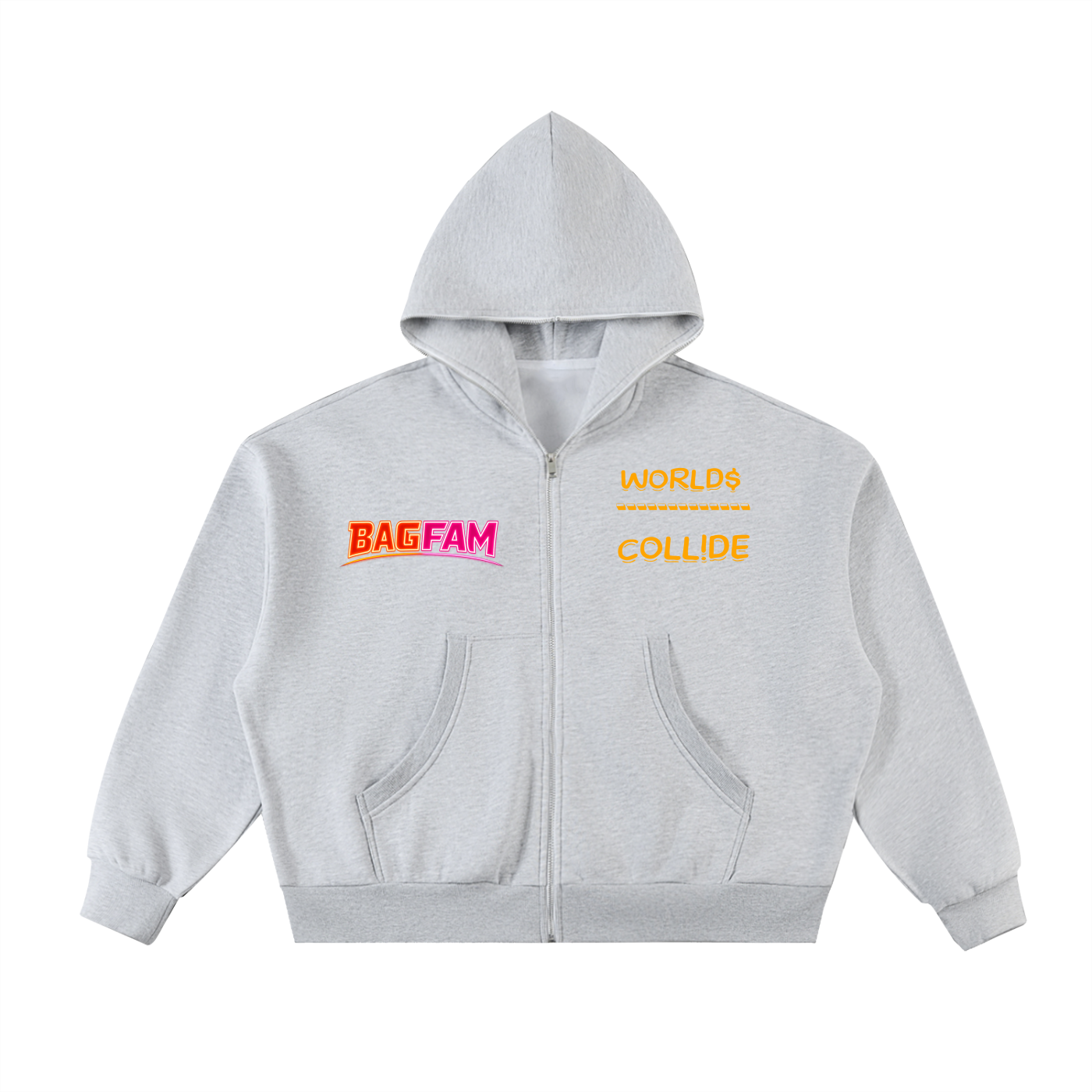 BAG FAM'S (WORLD$/COLL!IDE NYC Full-Zip Boxy Hoodie) UNiSEx