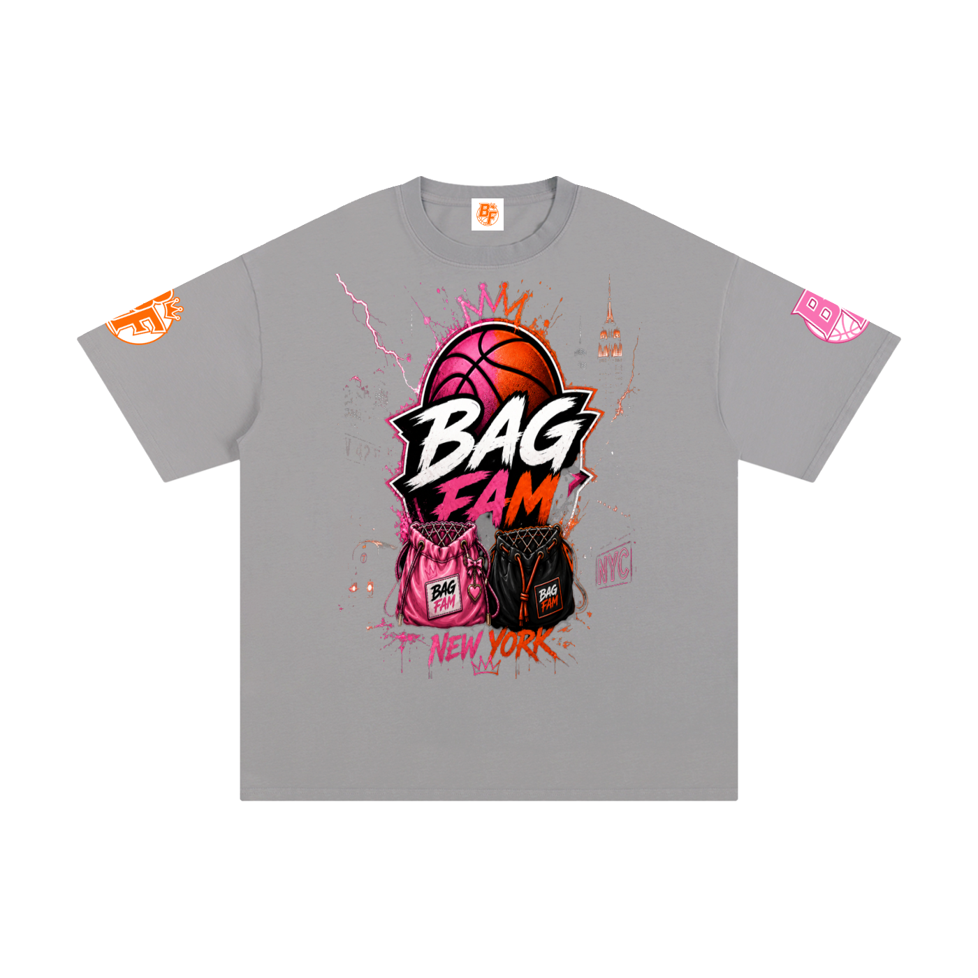 BAG FAM'S  (WORLDS COLLIDE NYC Pure Cotton T-Shirt) unisex