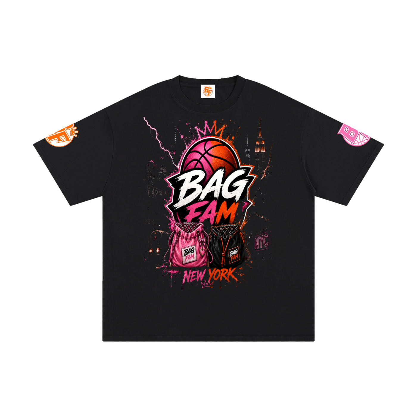 BAG FAM'S  (WORLDS COLLIDE NYC Pure Cotton T-Shirt) unisex