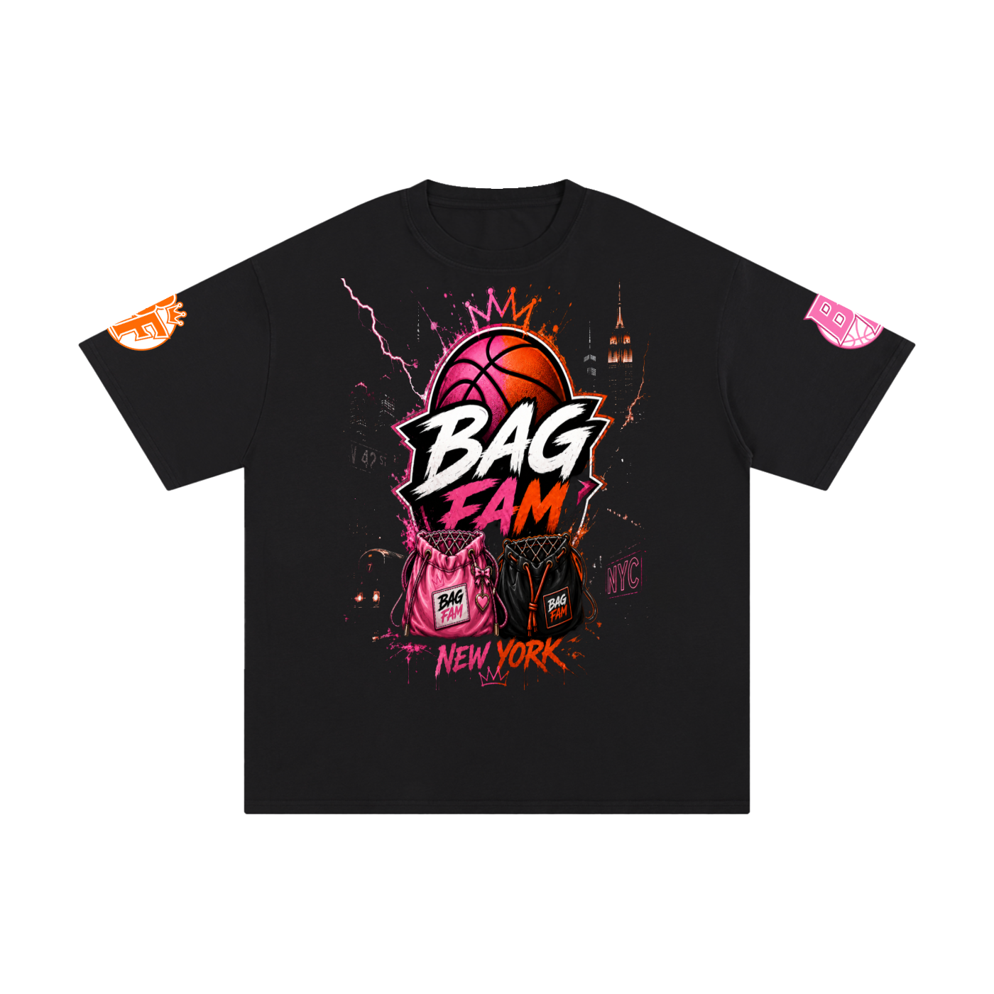 BAG FAM'S  (WORLDS COLLIDE NYC Pure Cotton T-Shirt) unisex