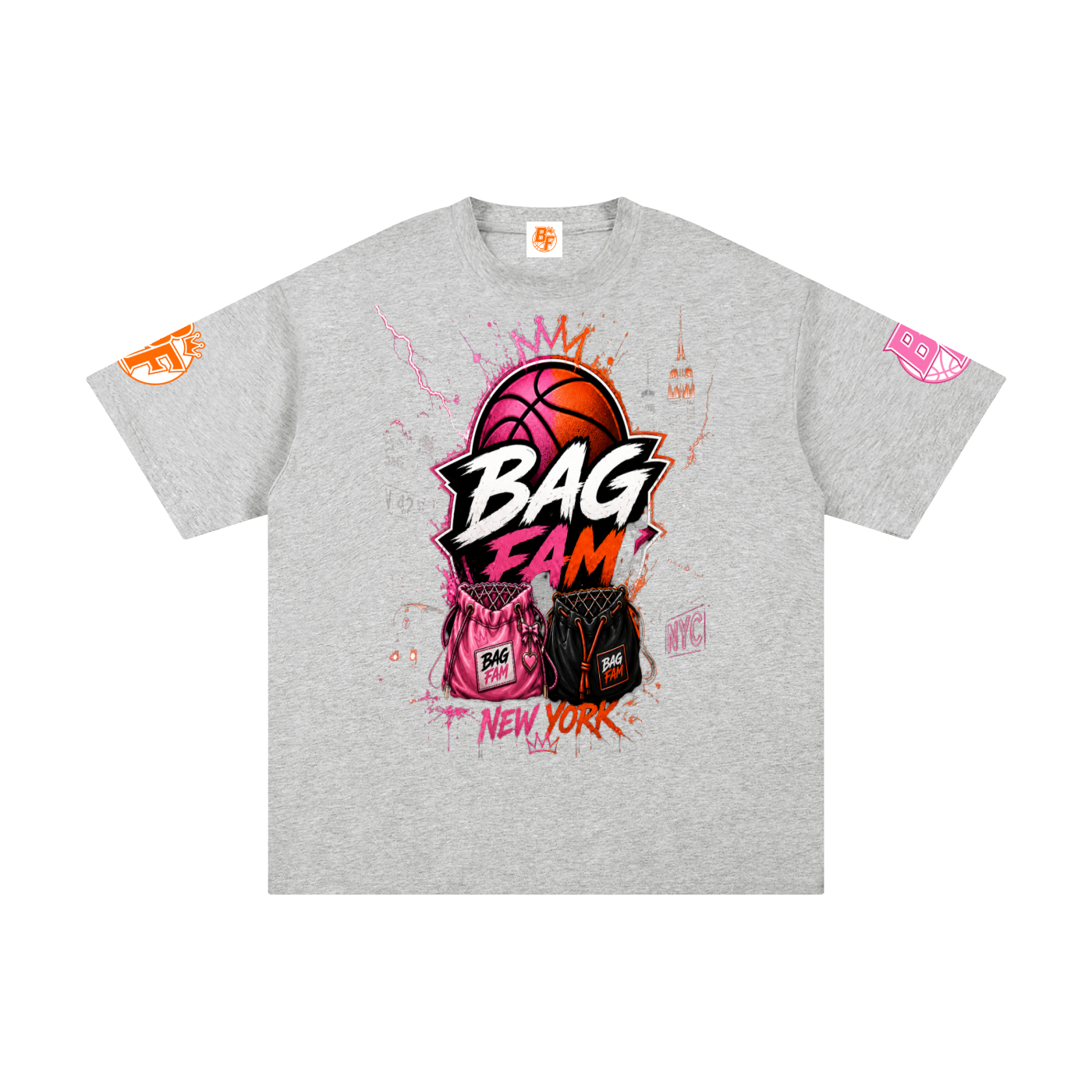 BAG FAM'S  (WORLDS COLLIDE NYC Pure Cotton T-Shirt) unisex