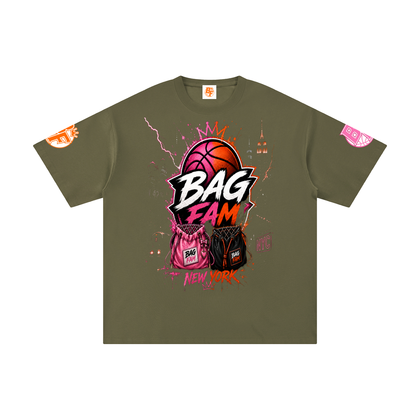BAG FAM'S  (WORLDS COLLIDE NYC Pure Cotton T-Shirt) unisex