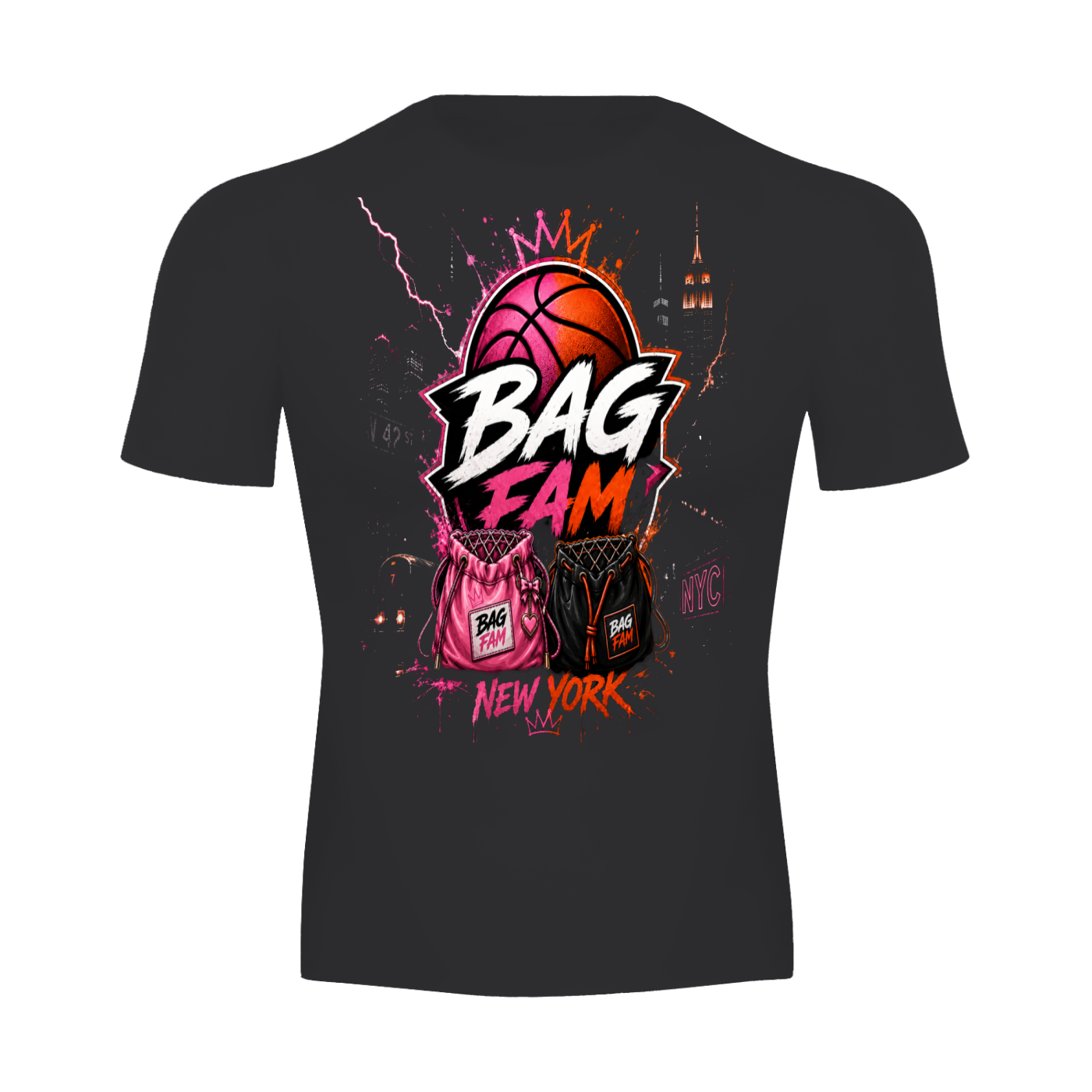 BAG FAM'S  (WORLDS COLLIDE NYC compression Short Sleeve T-Shirt) unisex