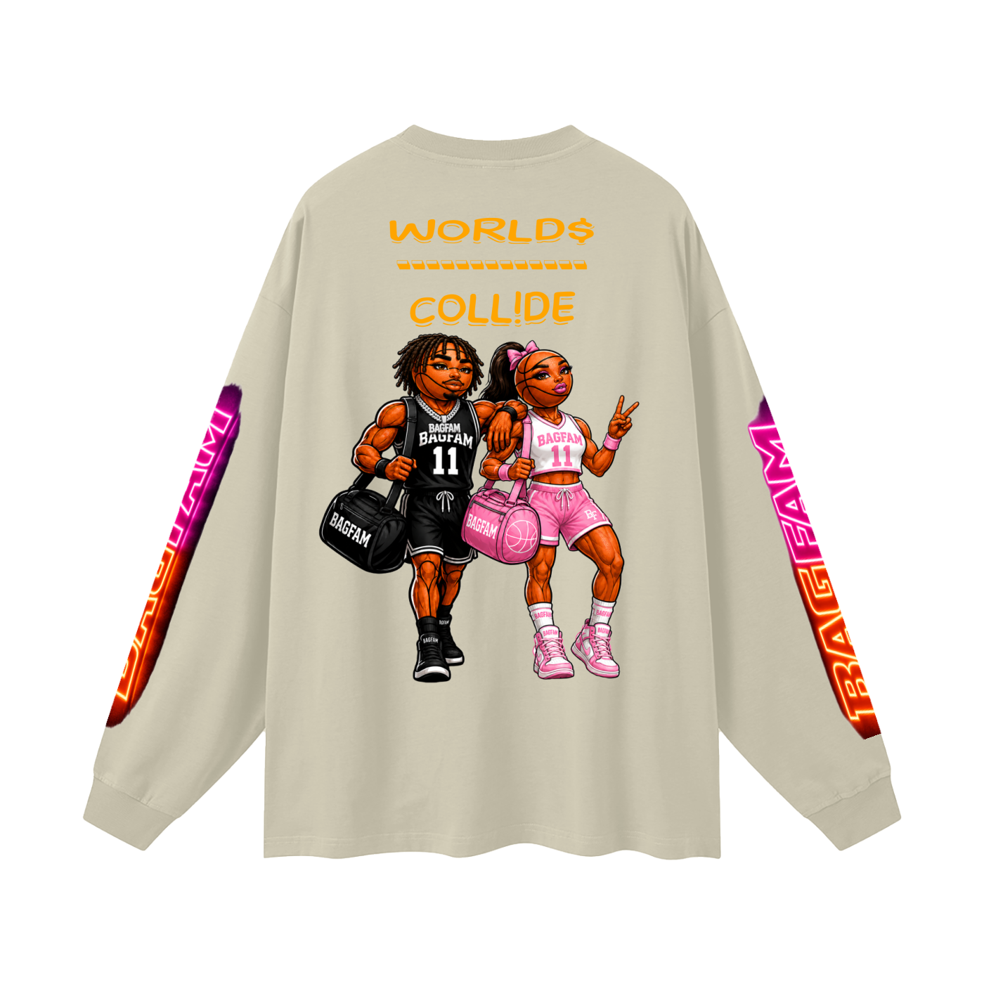 BAG FAM'S  (WORLDS COLLIDE NYC Long Sleeve T-Shirt) unisex
