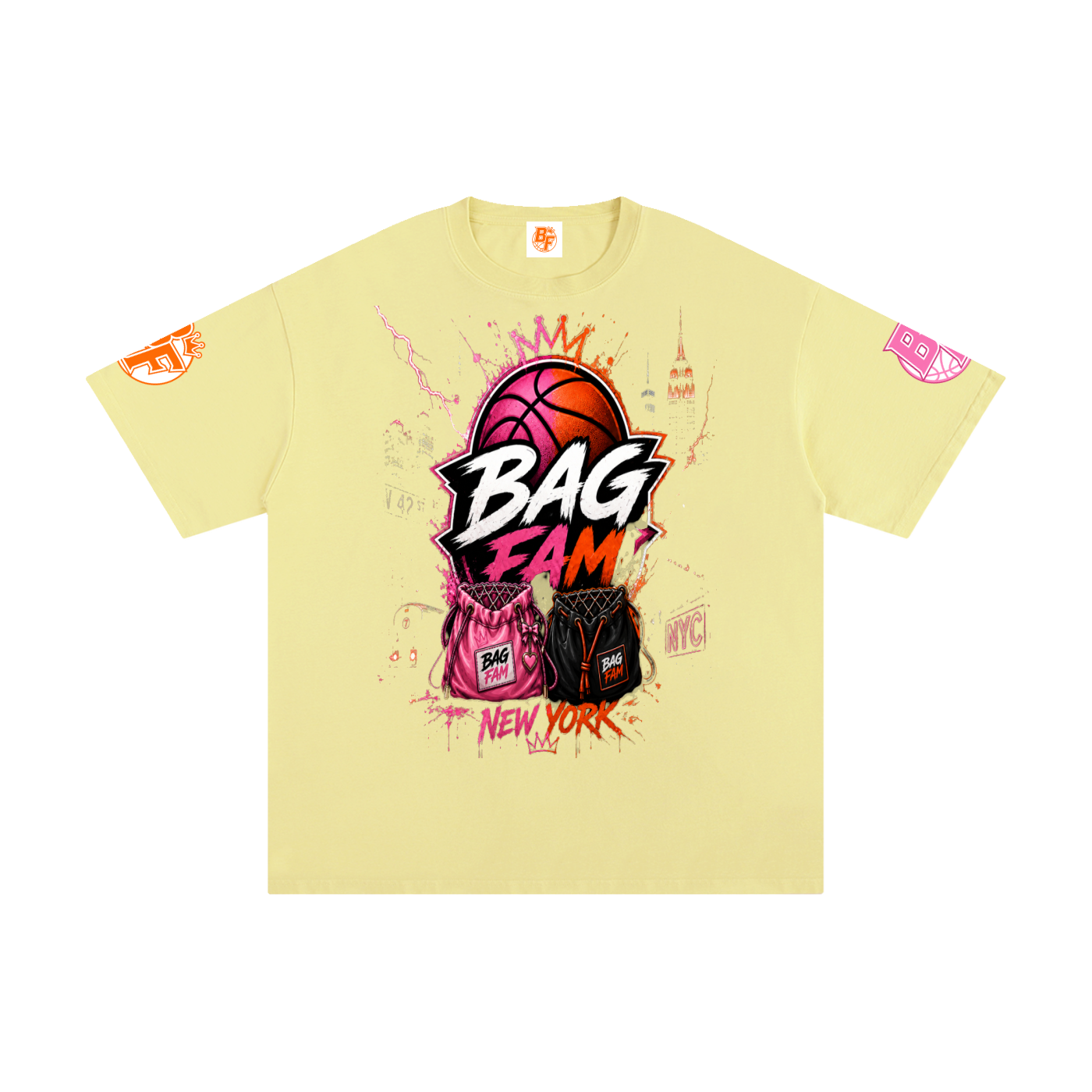 BAG FAM'S  (WORLDS COLLIDE NYC Pure Cotton T-Shirt) unisex