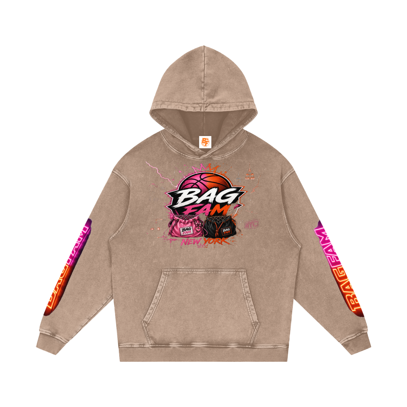 BAG FAM'S  (WORLDS COLLIDE NYC Loose Cotton Hoodie) unisex