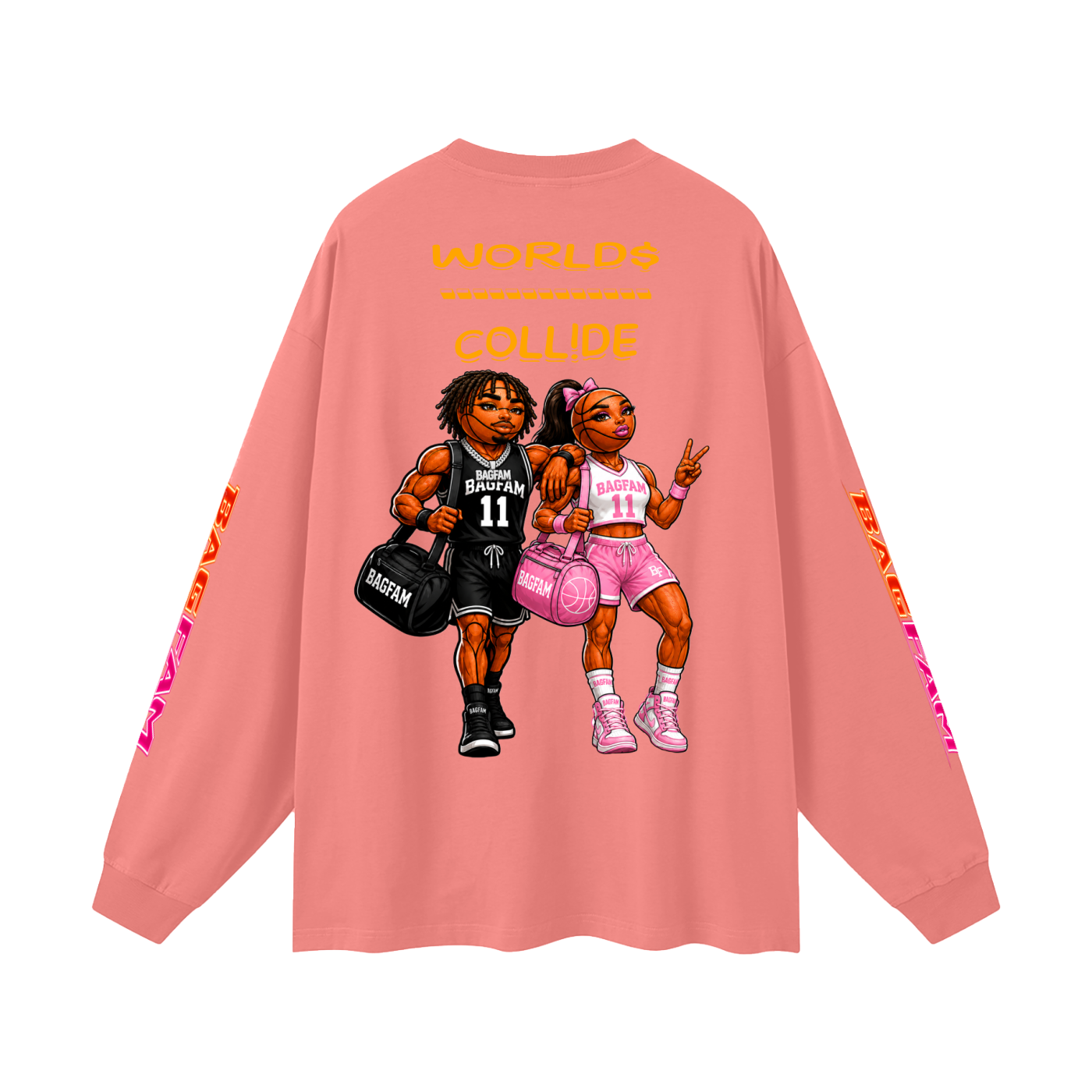 BAG FAM'S  (WORLDS COLLIDE NYC Long Sleeve T-Shirt) unisex