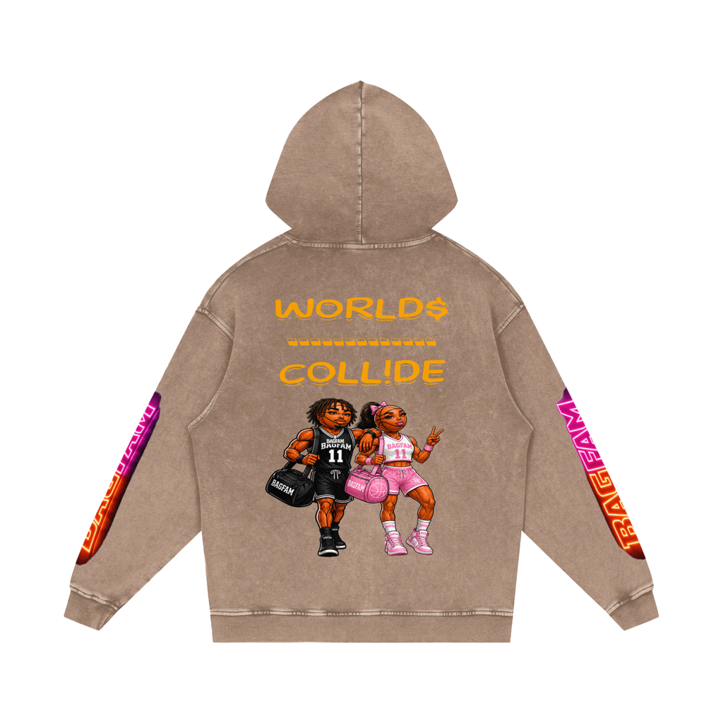 BAG FAM'S  (WORLDS COLLIDE NYC Loose Cotton Hoodie) unisex