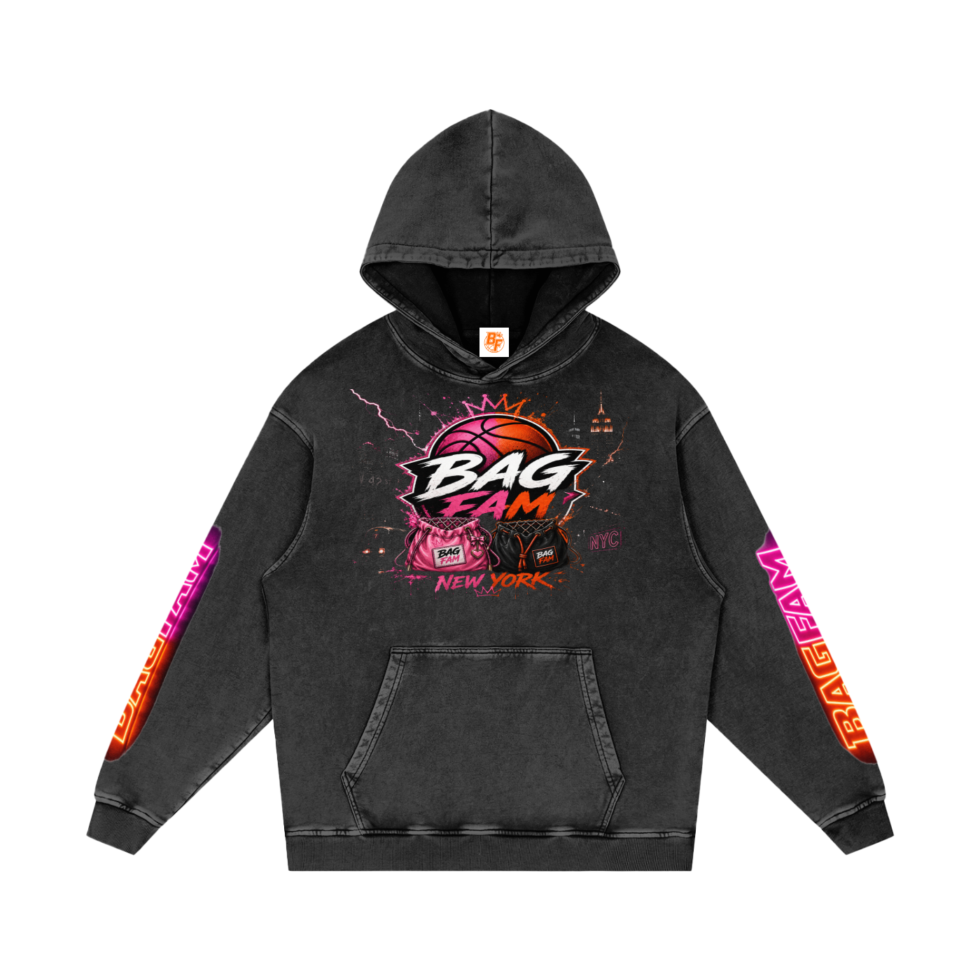 BAG FAM'S  (WORLDS COLLIDE NYC Loose Cotton Hoodie) unisex