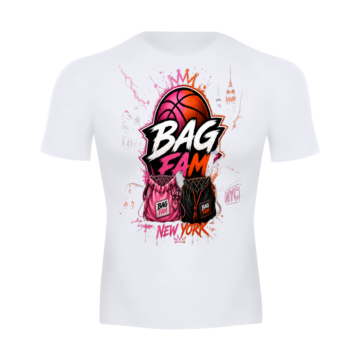 BAG FAM'S  (WORLDS COLLIDE NYC compression Short Sleeve T-Shirt) unisex