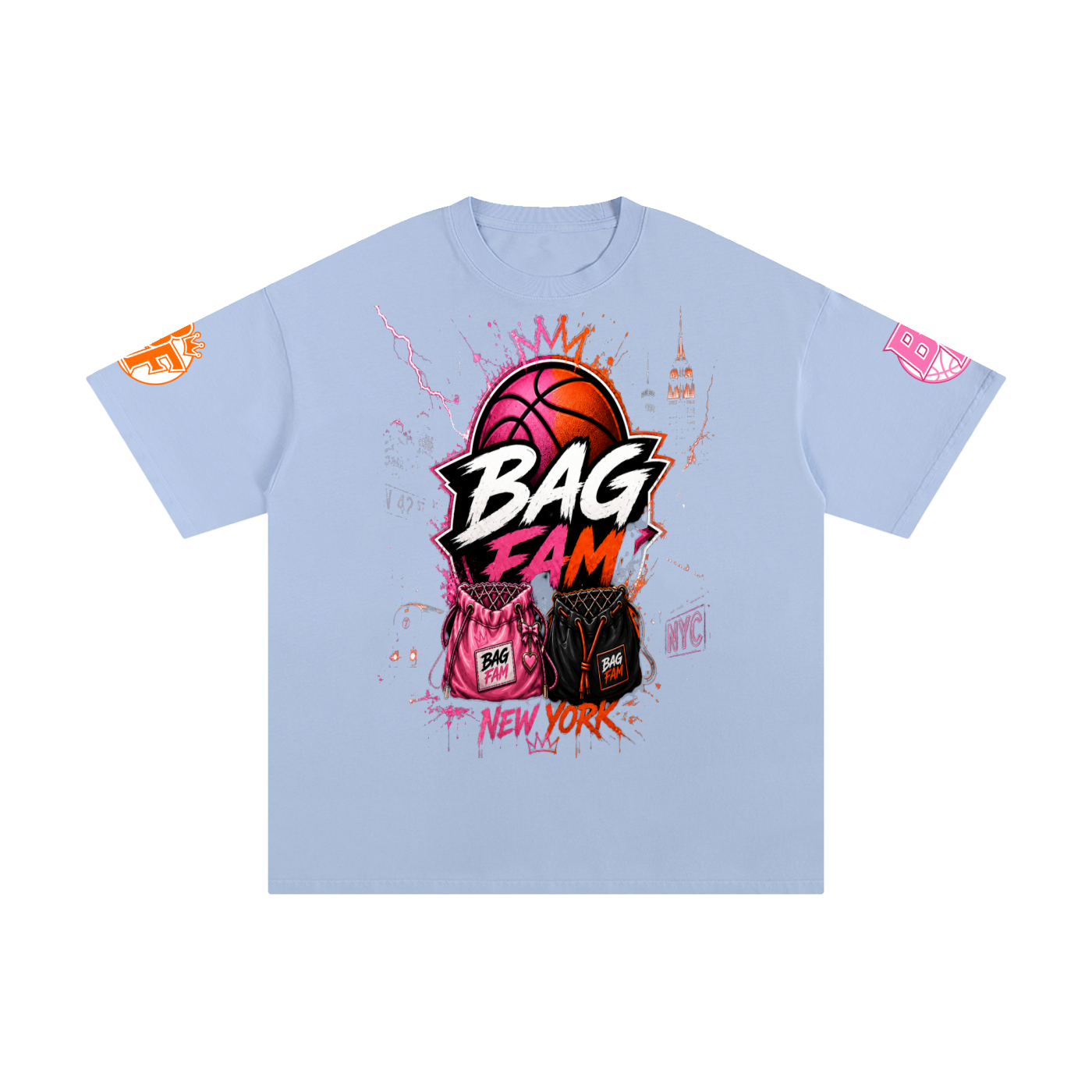 BAG FAM'S  (WORLDS COLLIDE NYC Pure Cotton T-Shirt) unisex