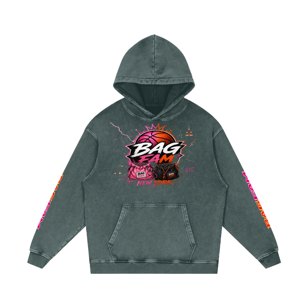BAG FAM'S  (WORLDS COLLIDE NYC Loose Cotton Hoodie) unisex