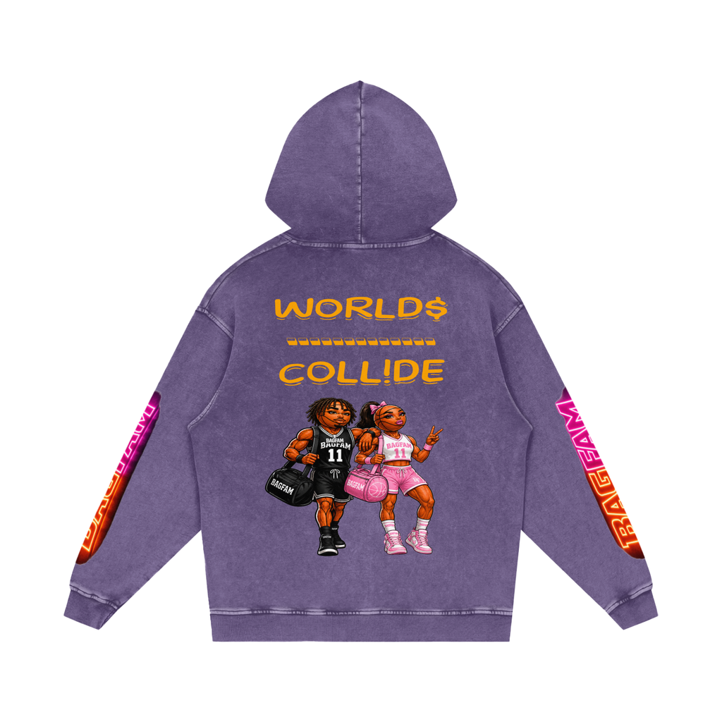 BAG FAM'S  (WORLDS COLLIDE NYC Loose Cotton Hoodie) unisex