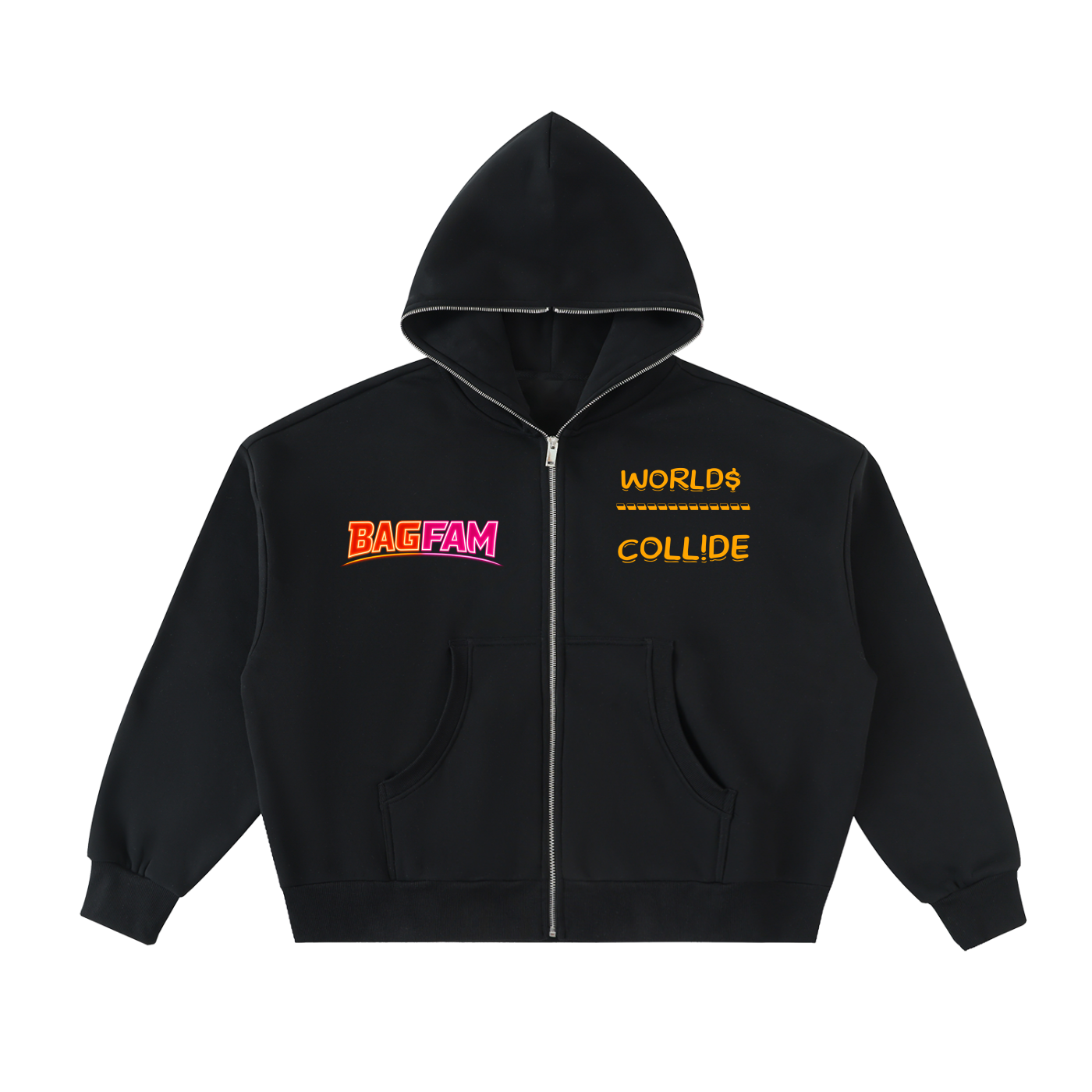 BAG FAM'S (WORLD$/COLL!IDE NYC Full-Zip Boxy Hoodie) UNiSEx