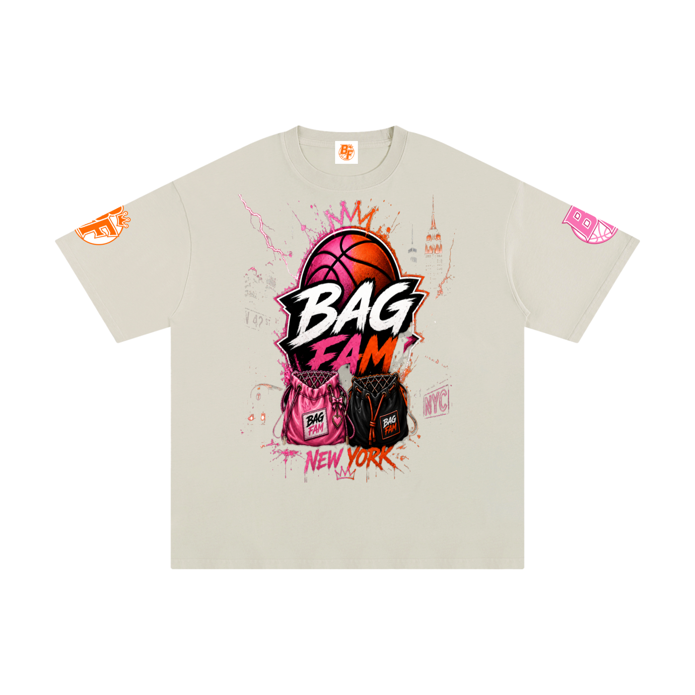 BAG FAM'S  (WORLDS COLLIDE NYC Pure Cotton T-Shirt) unisex