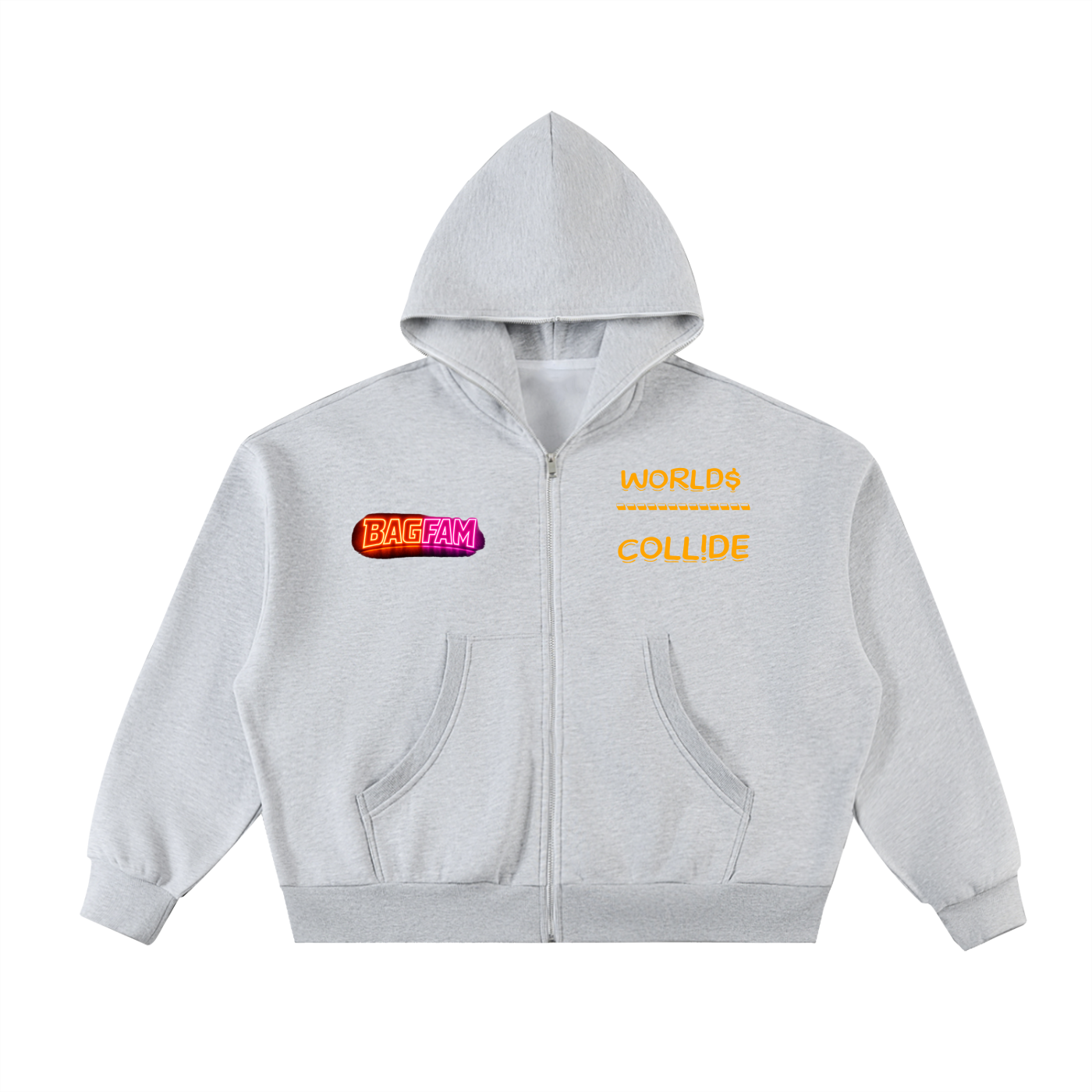 BAG FAM'S (WORLD$/COLL!IDE NYC Full-Zip Boxy Hoodie) UNiSEx