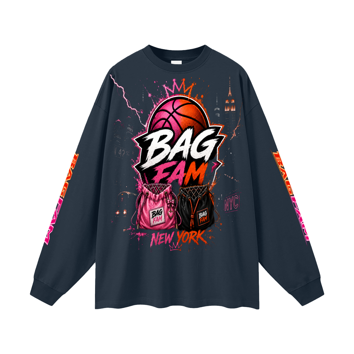 BAG FAM'S  (WORLDS COLLIDE NYC Long Sleeve T-Shirt) unisex
