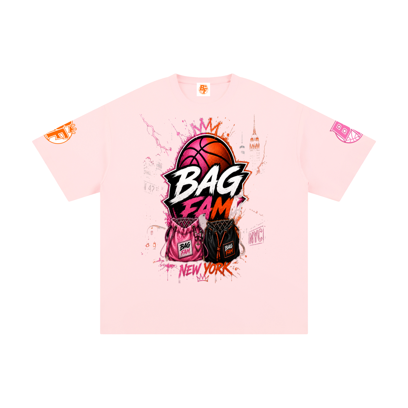 BAG FAM'S  (WORLDS COLLIDE NYC Pure Cotton T-Shirt) unisex