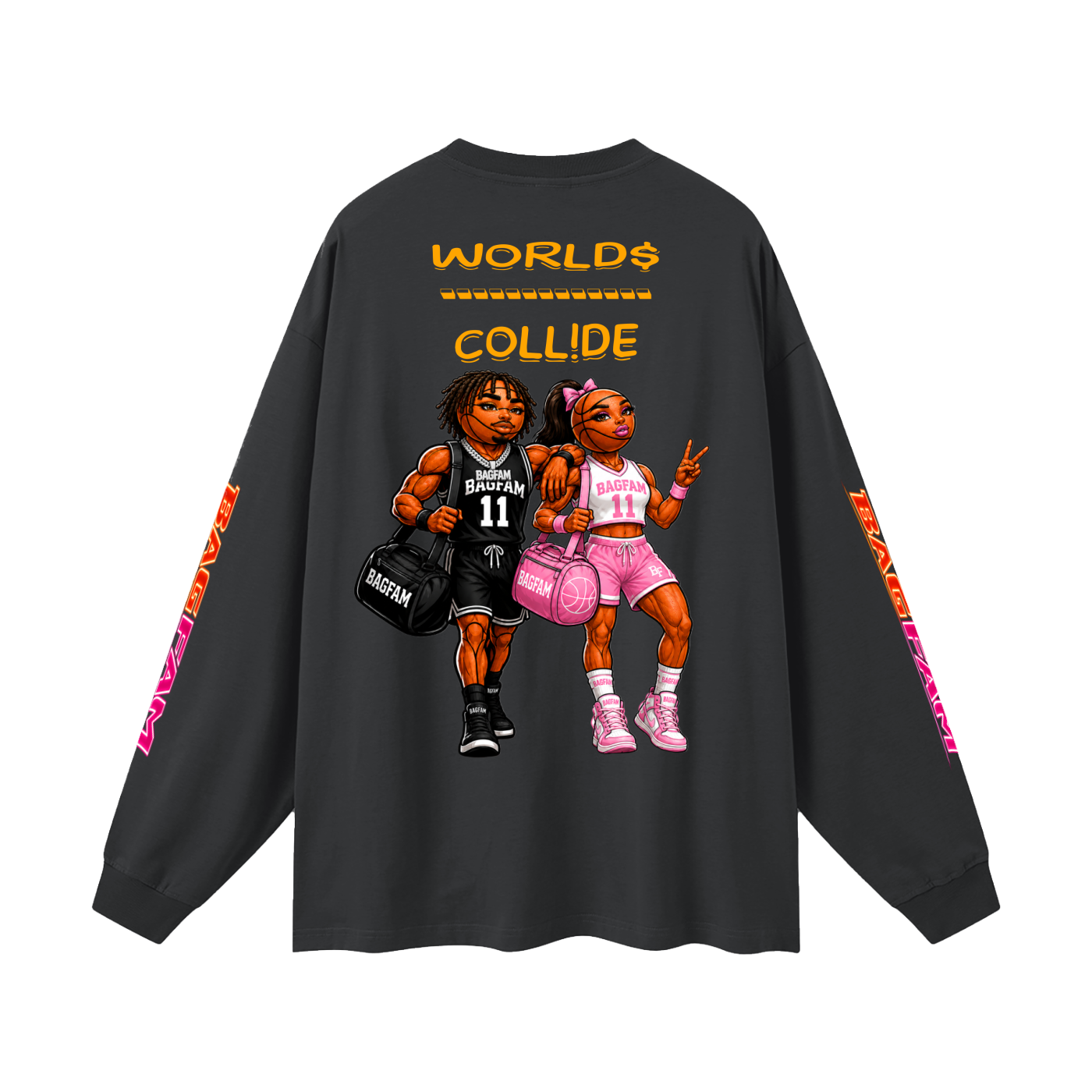 BAG FAM'S  (WORLDS COLLIDE NYC Long Sleeve T-Shirt) unisex