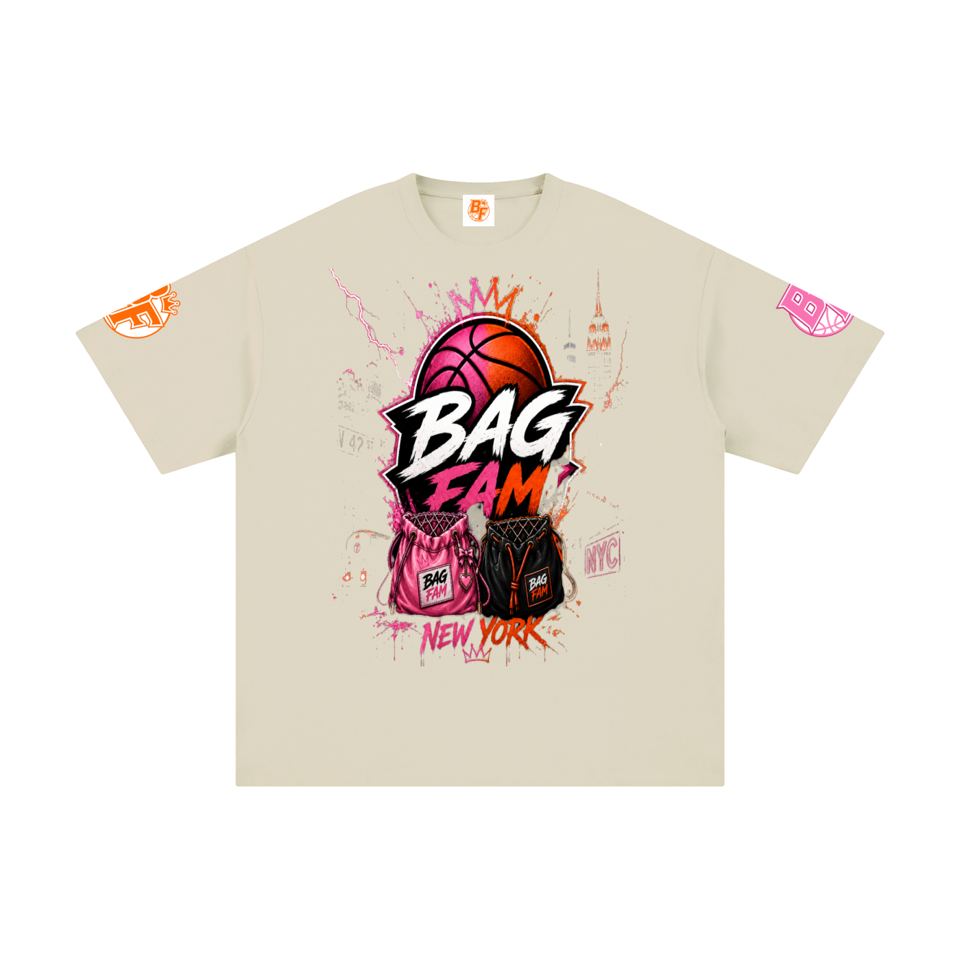 BAG FAM'S  (WORLDS COLLIDE NYC Pure Cotton T-Shirt) unisex