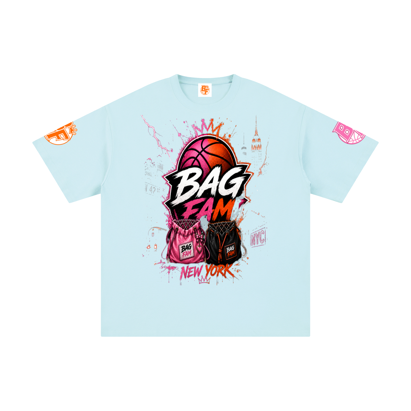 BAG FAM'S  (WORLDS COLLIDE NYC Pure Cotton T-Shirt) unisex