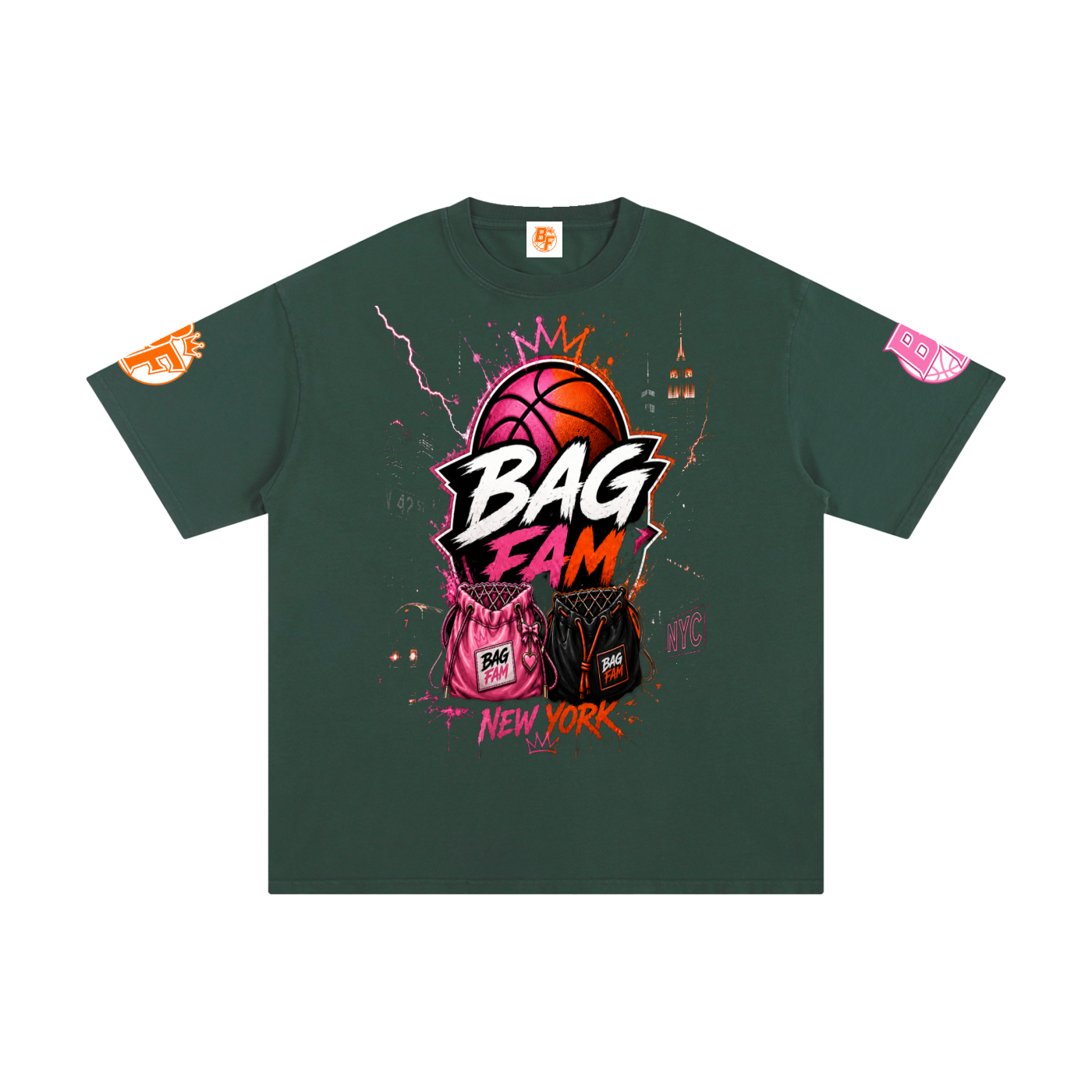 BAG FAM'S  (WORLDS COLLIDE NYC Pure Cotton T-Shirt) unisex