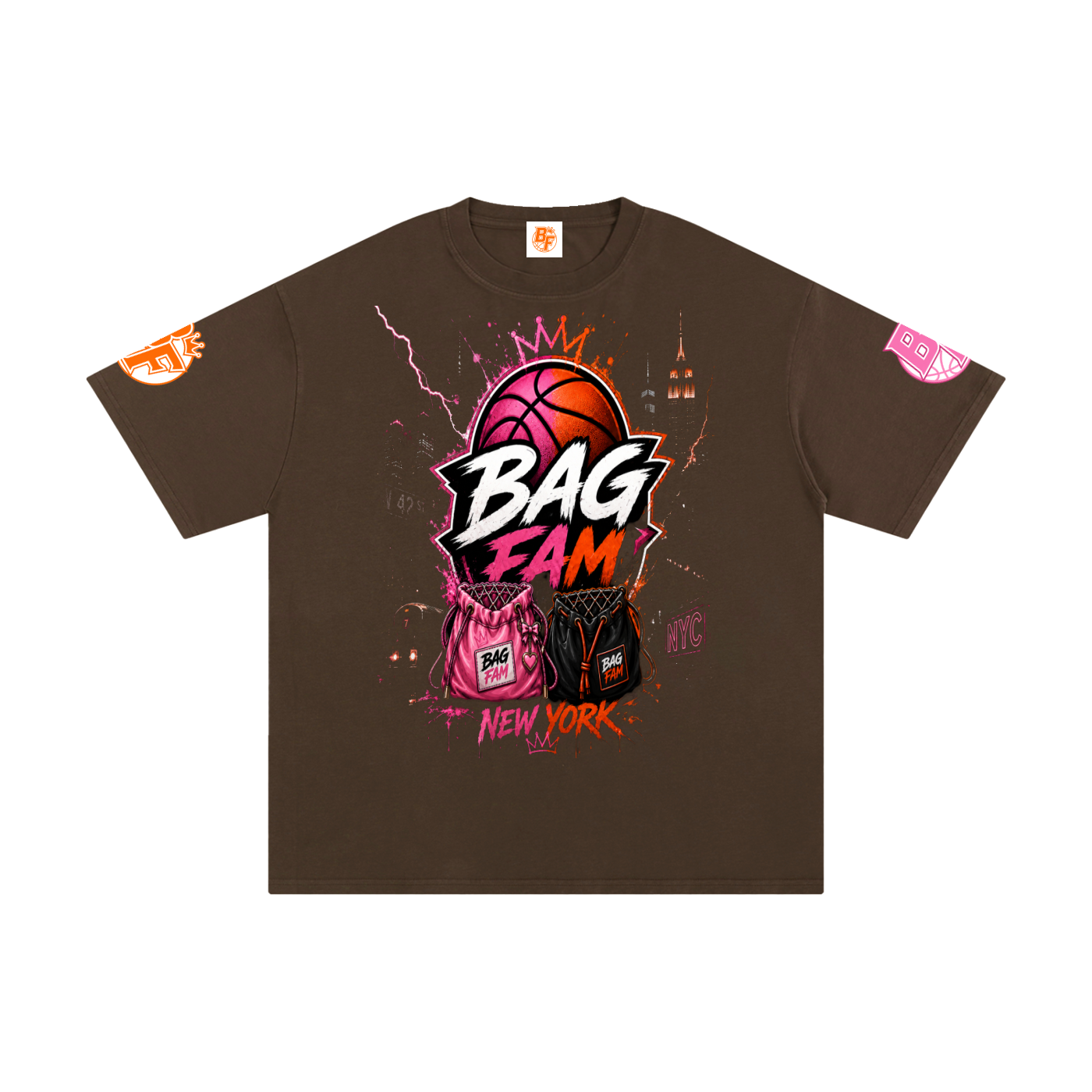 BAG FAM'S  (WORLDS COLLIDE NYC Pure Cotton T-Shirt) unisex