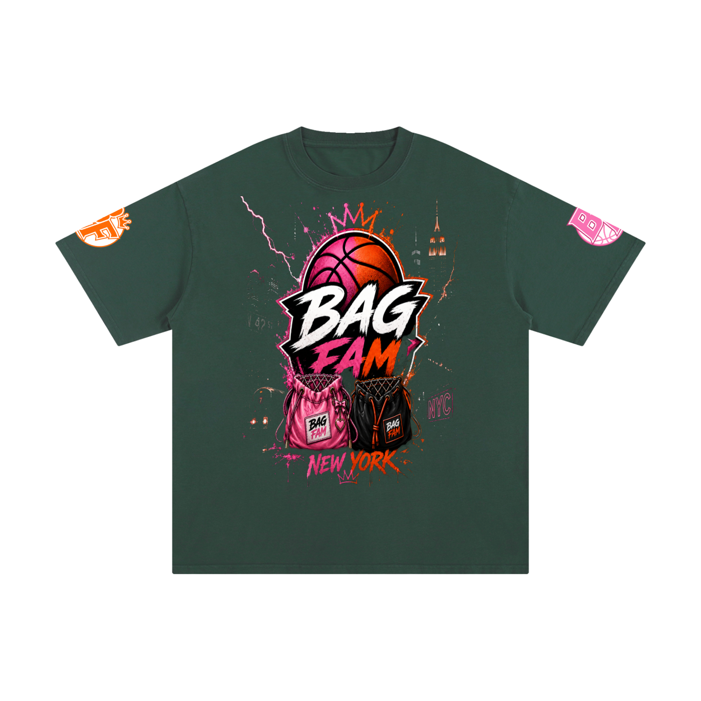 BAG FAM'S  (WORLDS COLLIDE NYC Pure Cotton T-Shirt) unisex