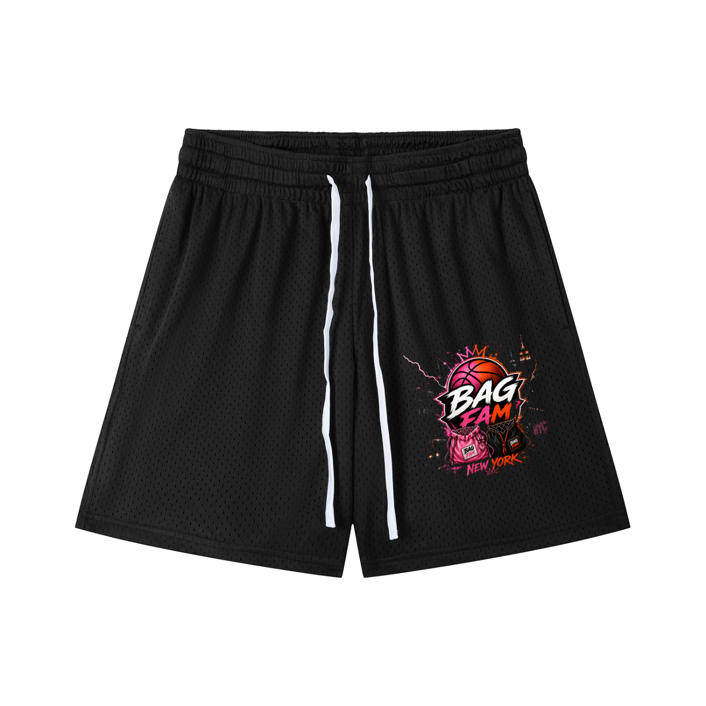 BAG FAM'S  (WORLDS COLLIDE NYC Mesh  Shorts) unisex