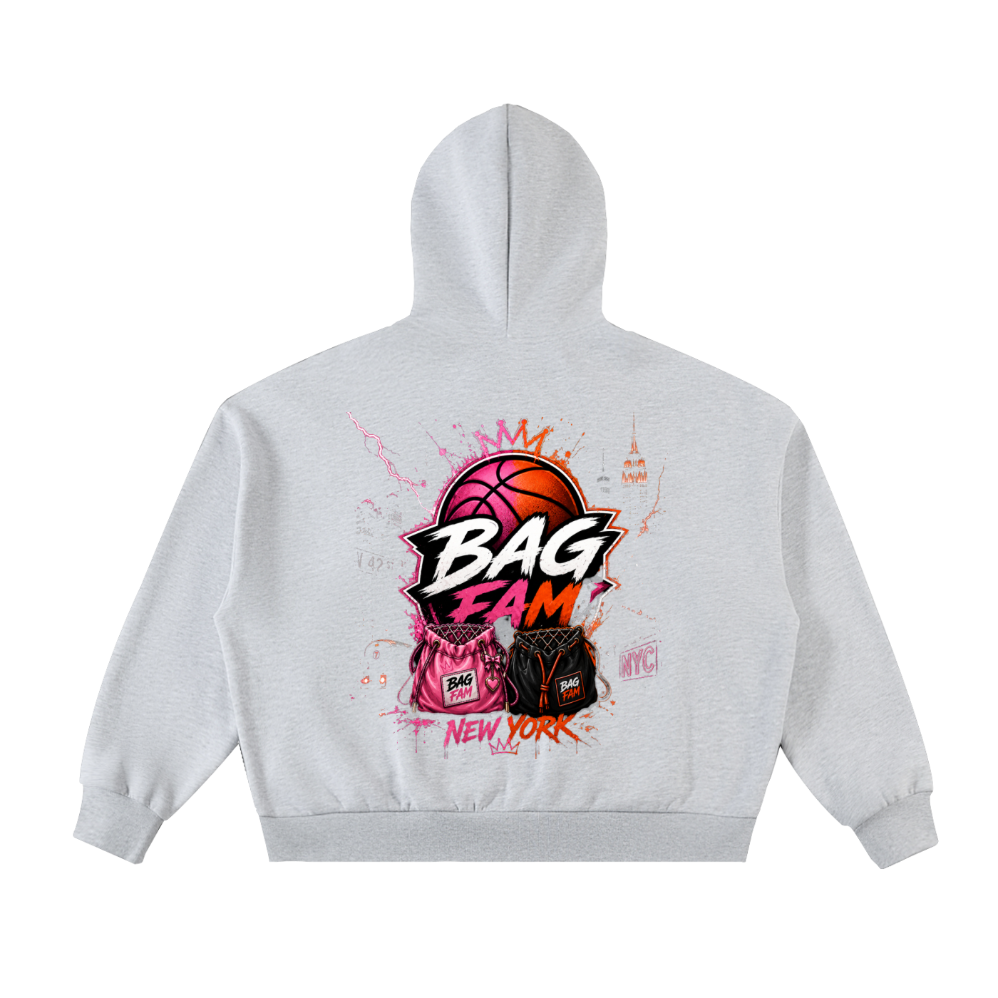BAG FAM'S (WORLD$/COLL!IDE NYC Full-Zip Boxy Hoodie) UNiSEx