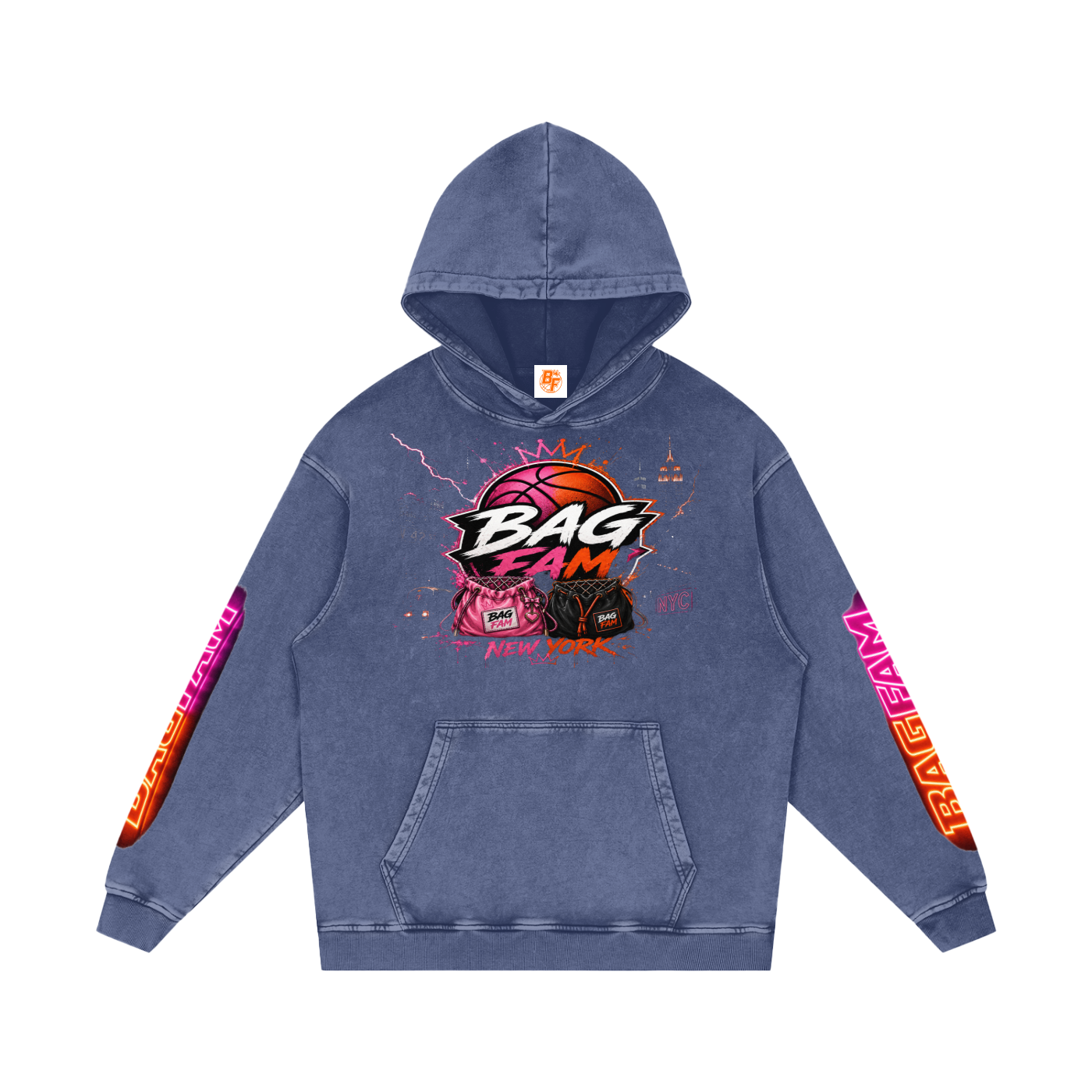 BAG FAM'S  (WORLDS COLLIDE NYC Loose Cotton Hoodie) unisex
