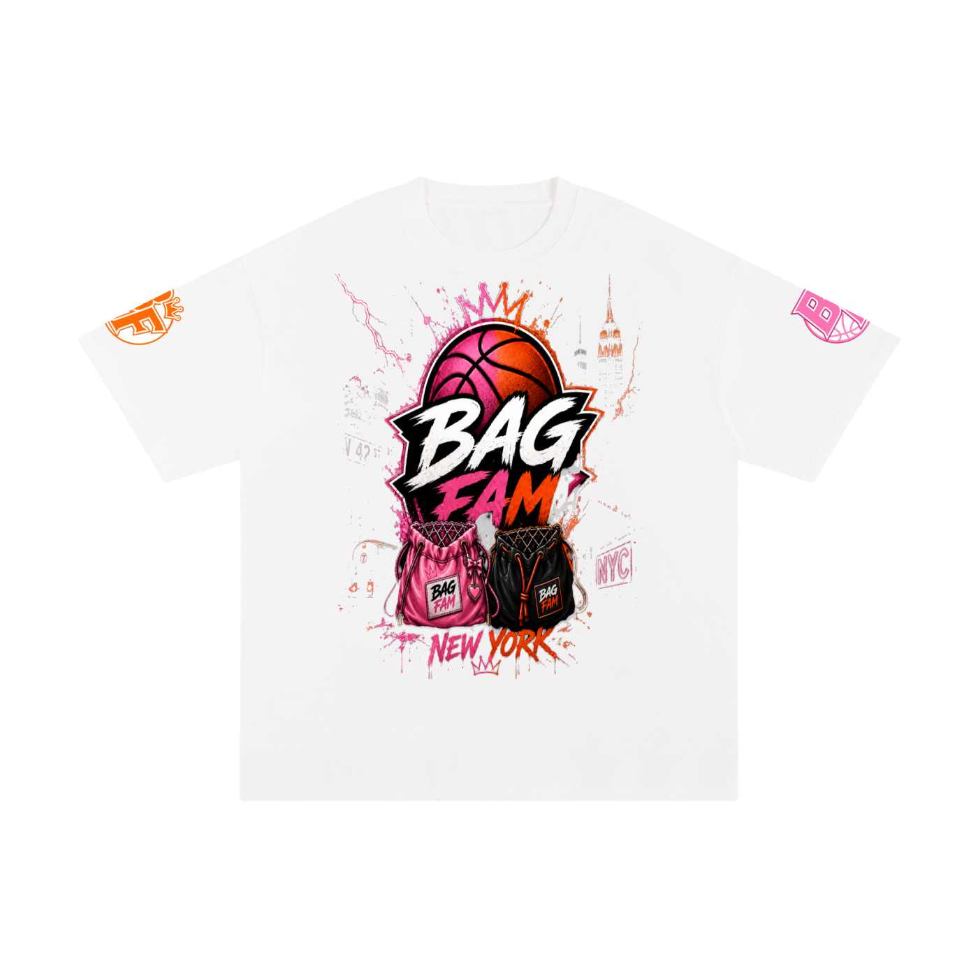 BAG FAM'S  (WORLDS COLLIDE NYC Pure Cotton T-Shirt) unisex