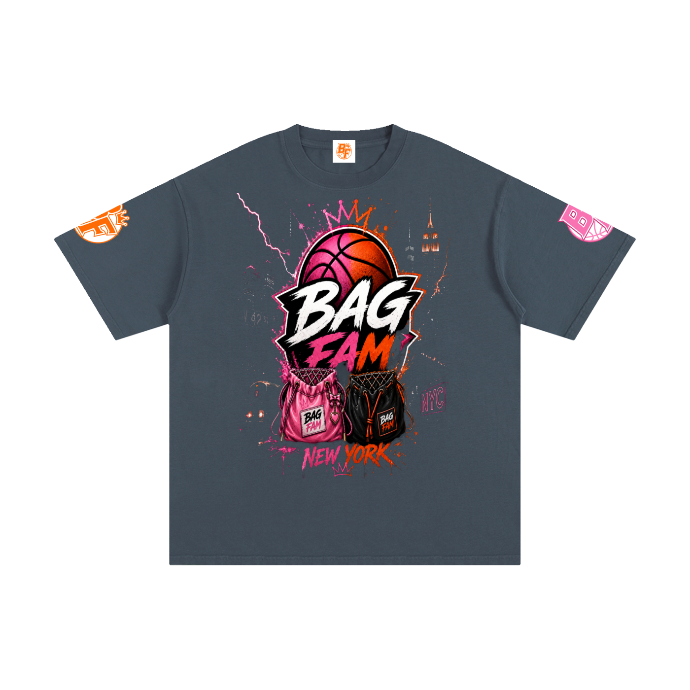 BAG FAM'S  (WORLDS COLLIDE NYC Pure Cotton T-Shirt) unisex